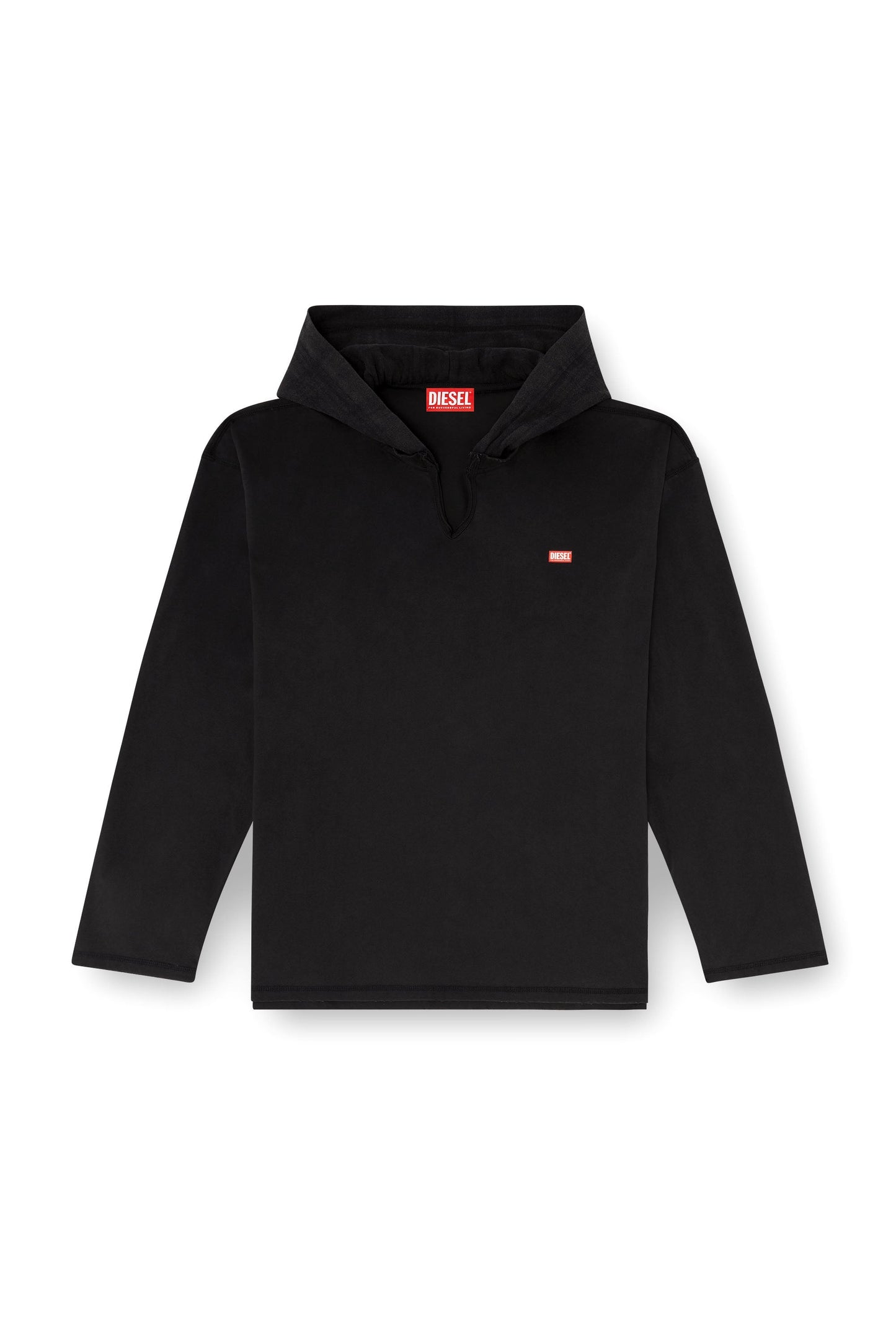 Long-sleeve T-shirt with flannel hood