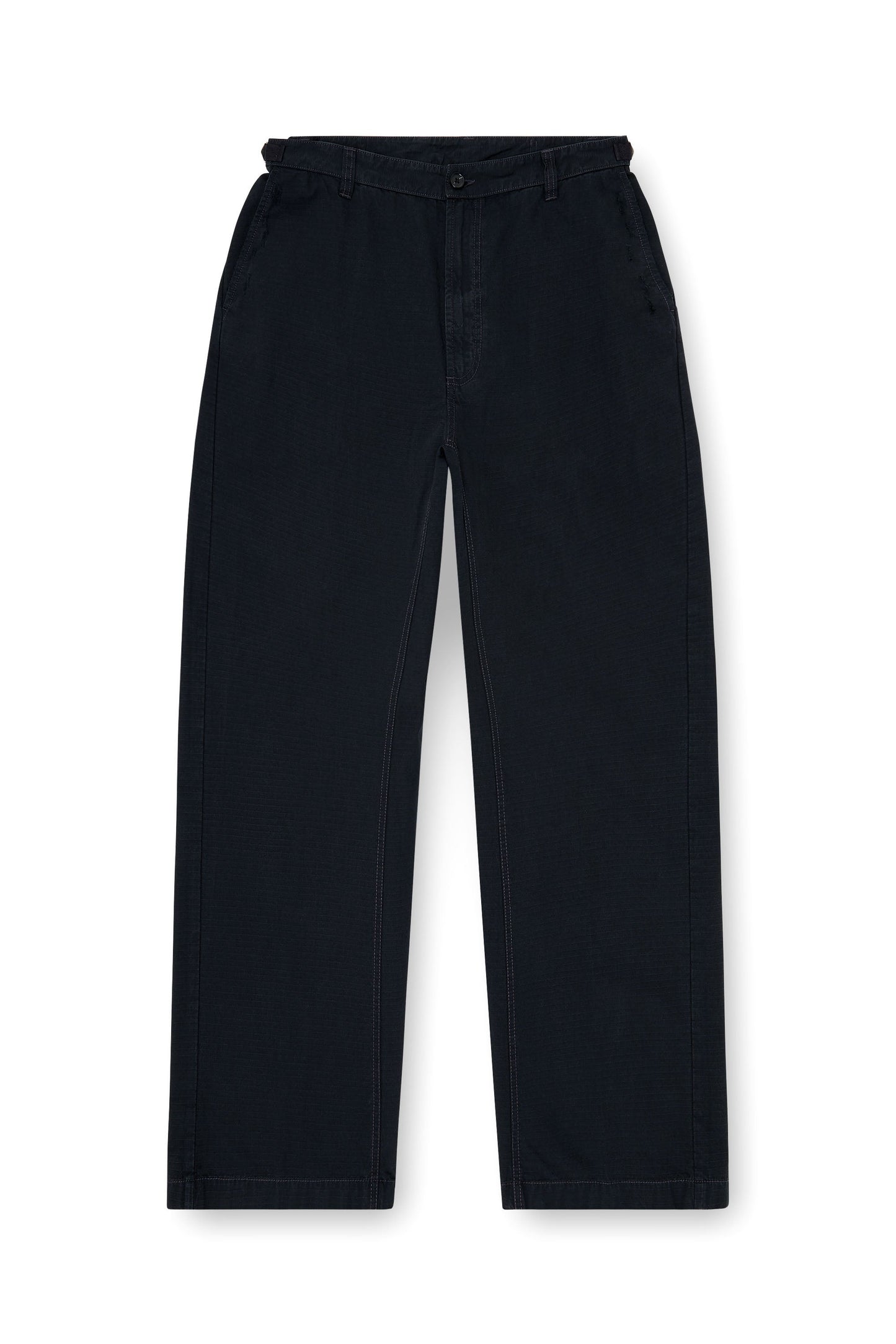 Cotton ripstop pants with side buckles