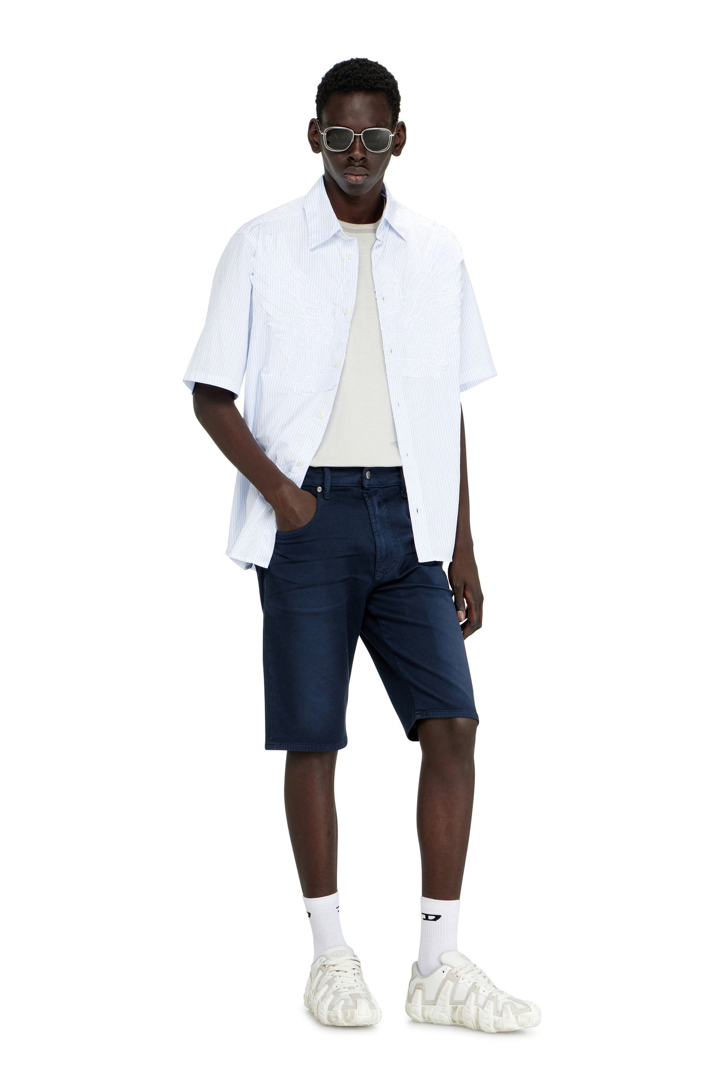 Slim shorts in coloured denim