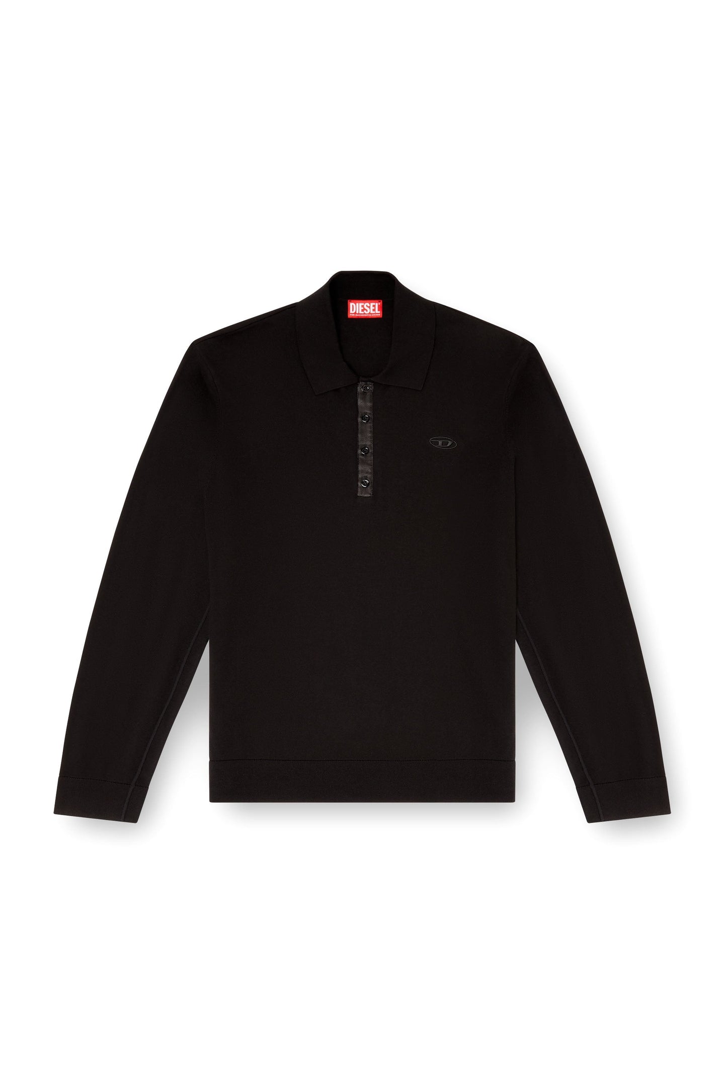 Silk-blend polo jumper with satin placket