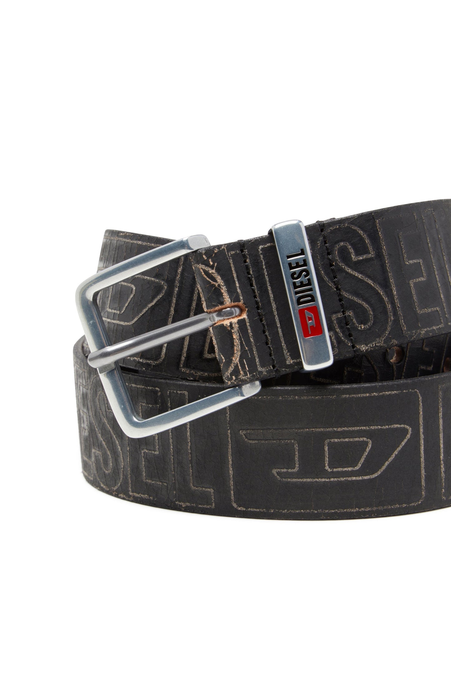 4 cm leather belt with logo