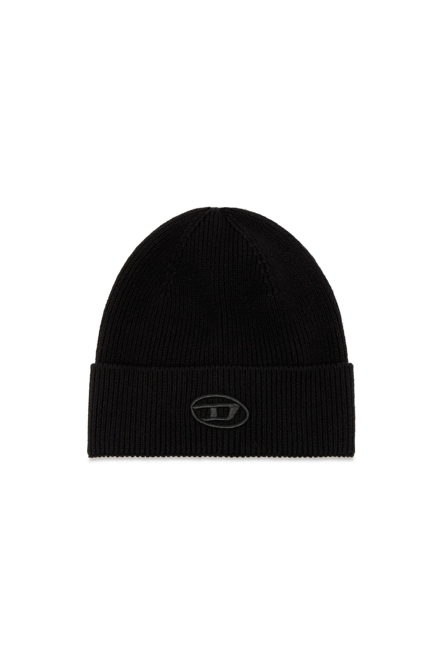 Ribbed beanie with D embroidery