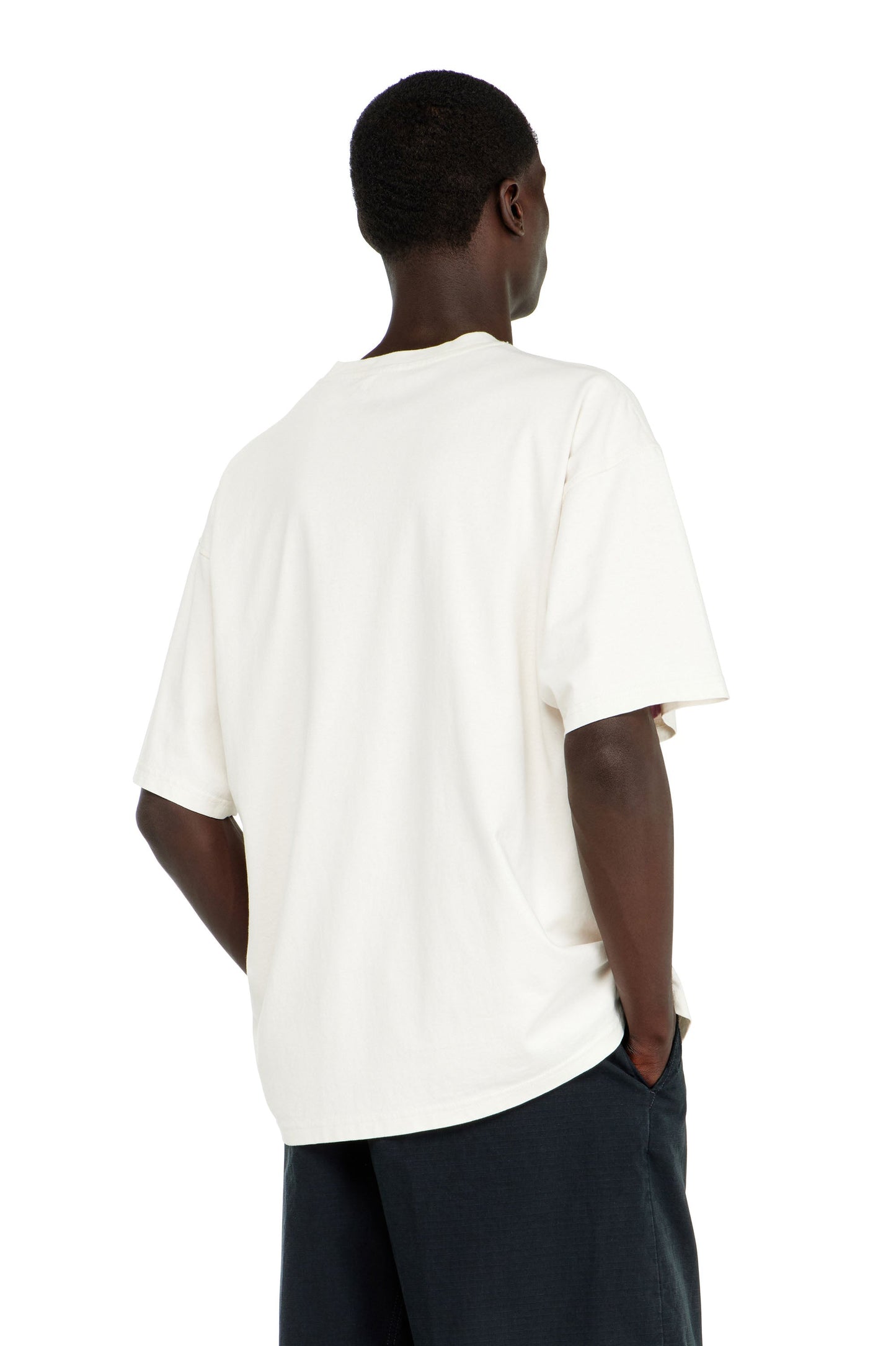 T-shirt with distressed flocked logo