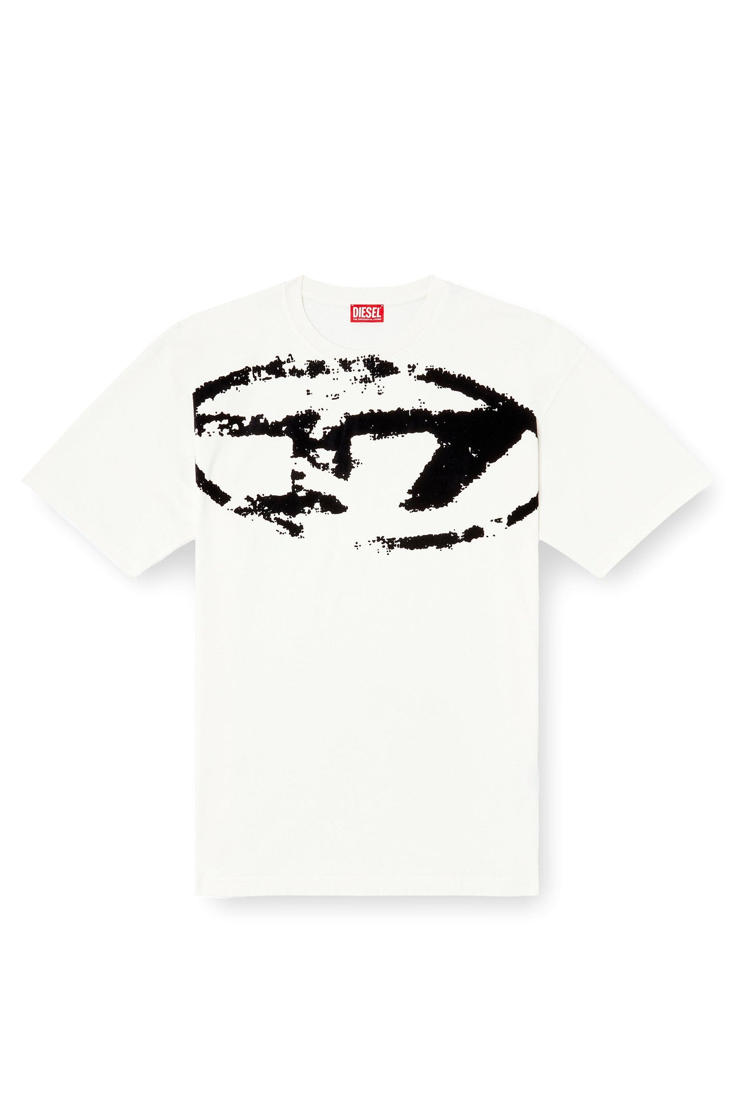 T-shirt with distressed flocked logo