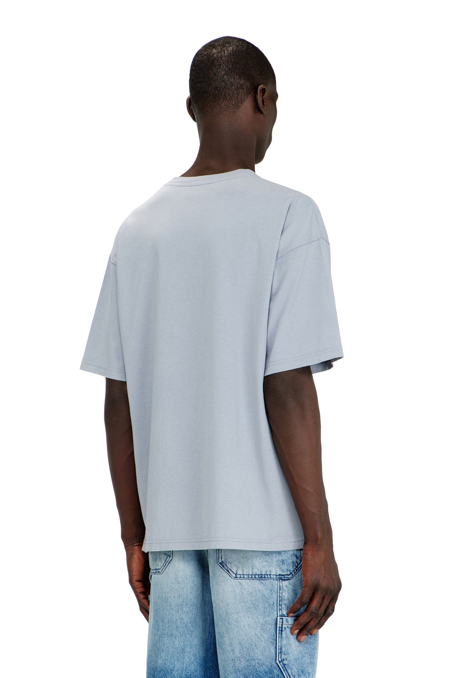 T-shirt with distressed flocked logo