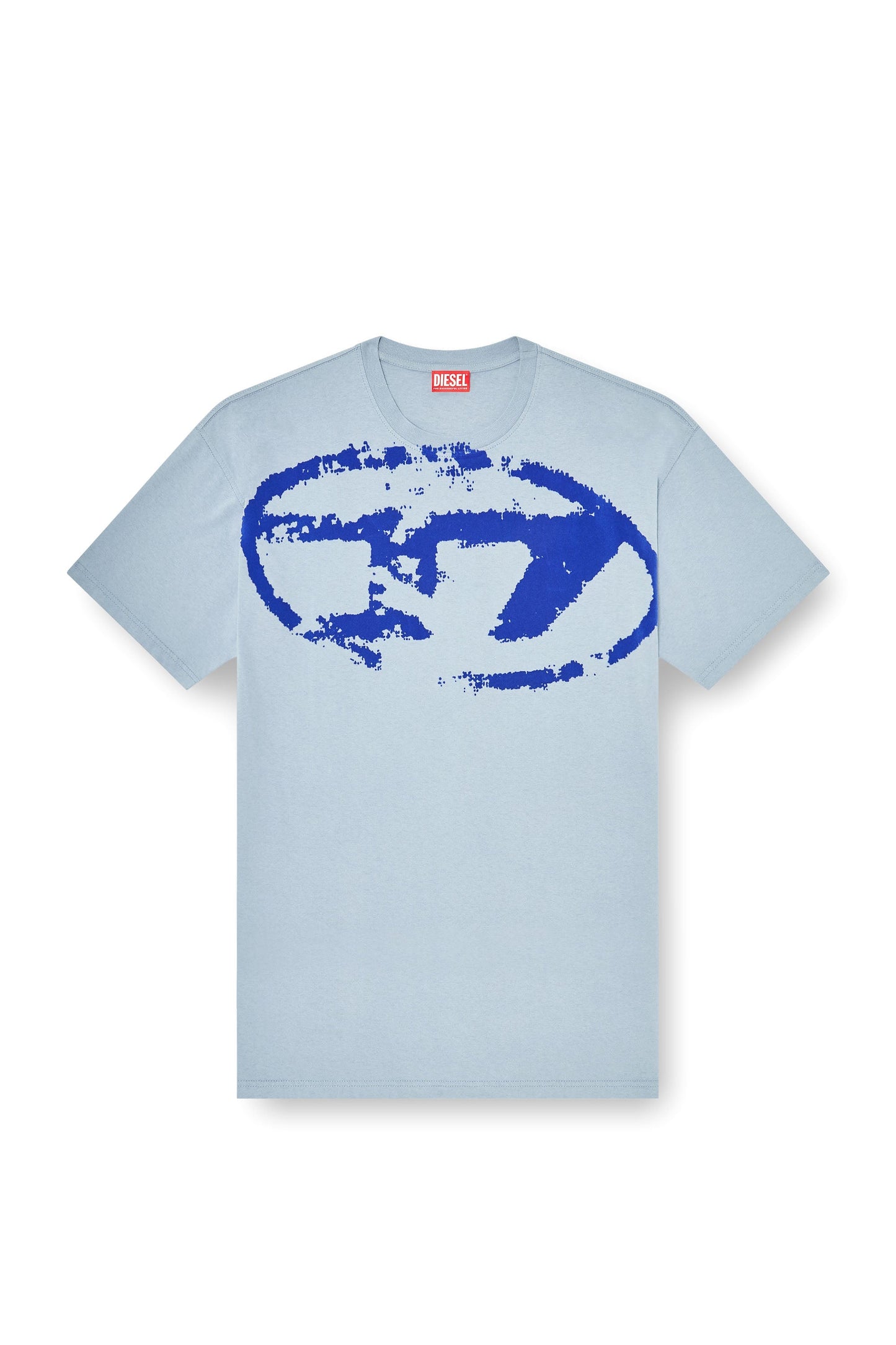 T-shirt with distressed flocked logo