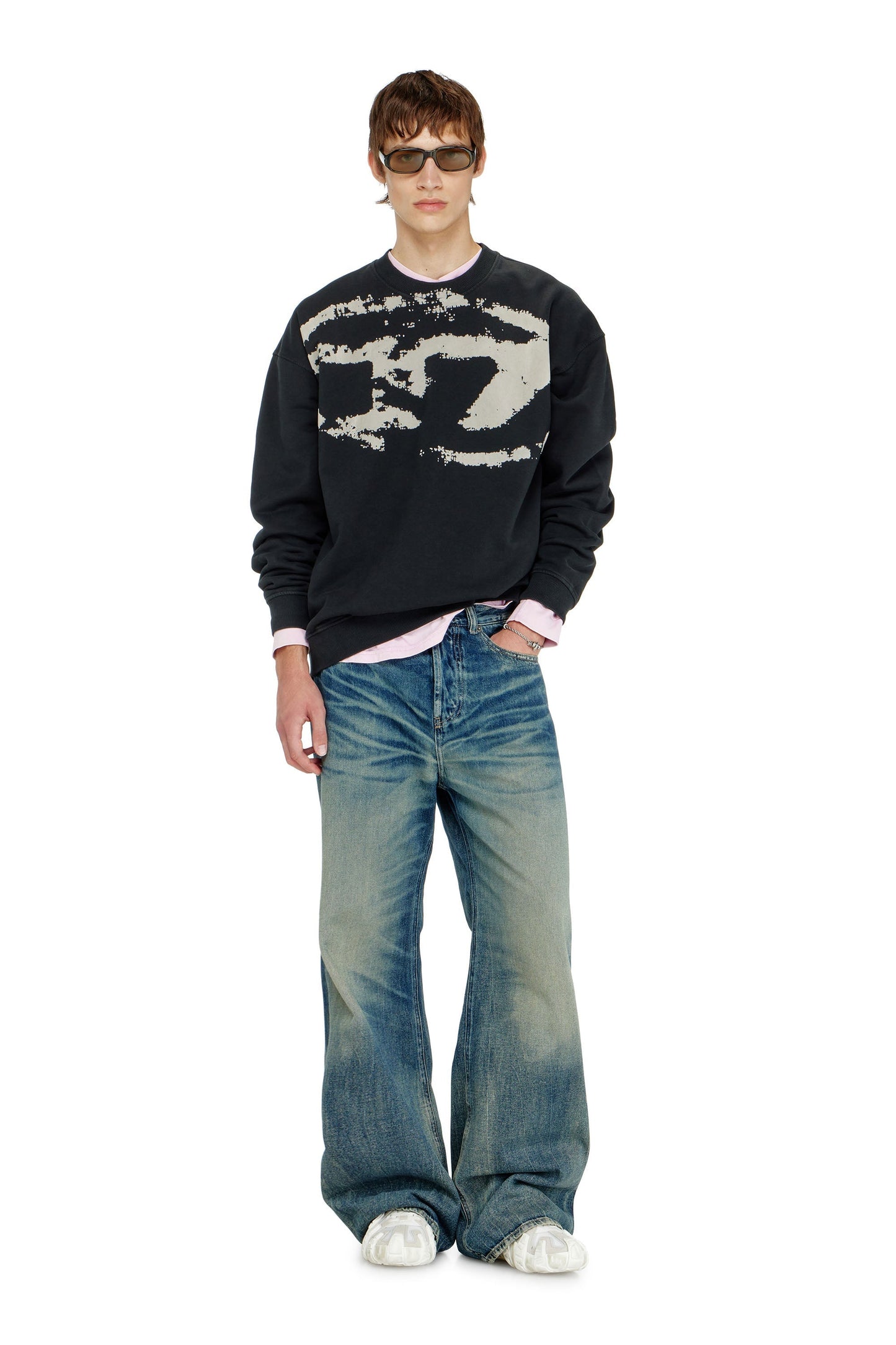Cotton sweatshirt with flocked Oval D