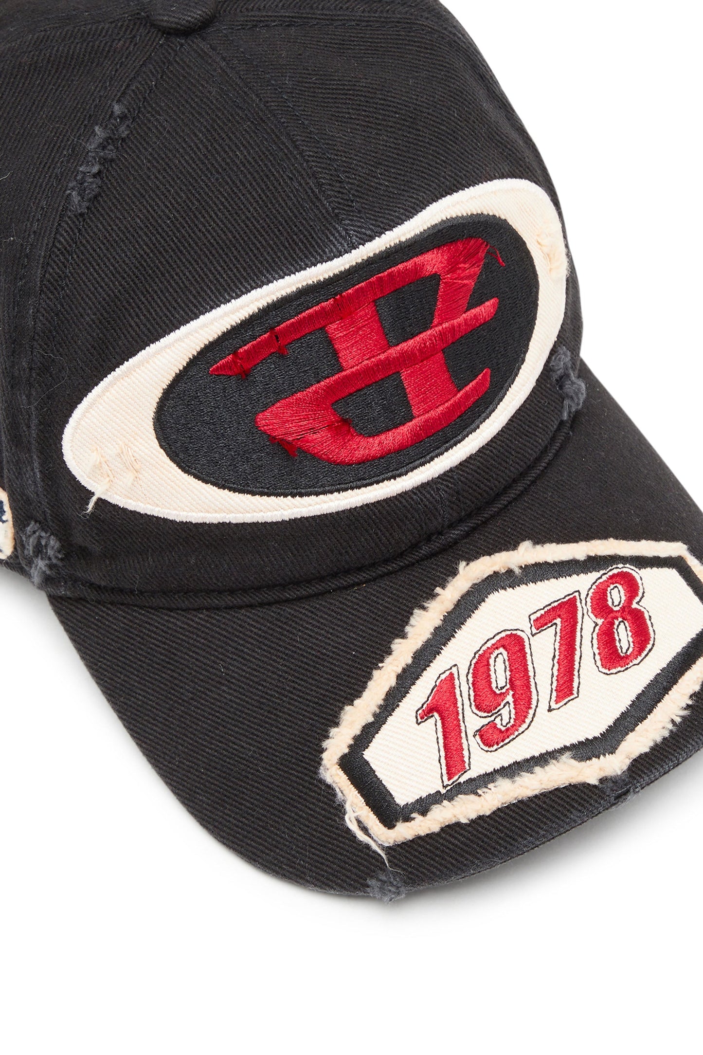 Baseball cap with embroidered patches