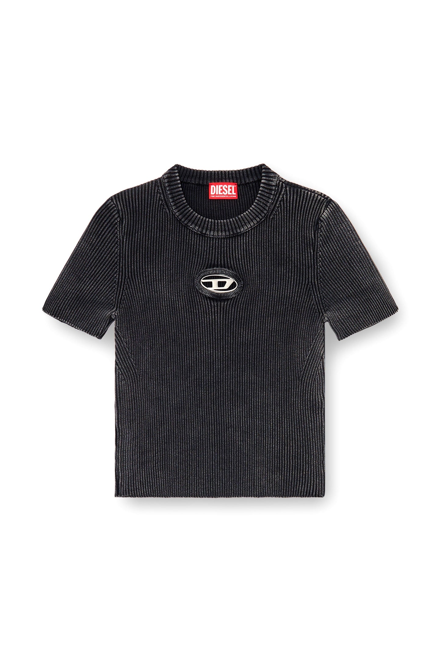 Short-sleeve top with cut-out logo