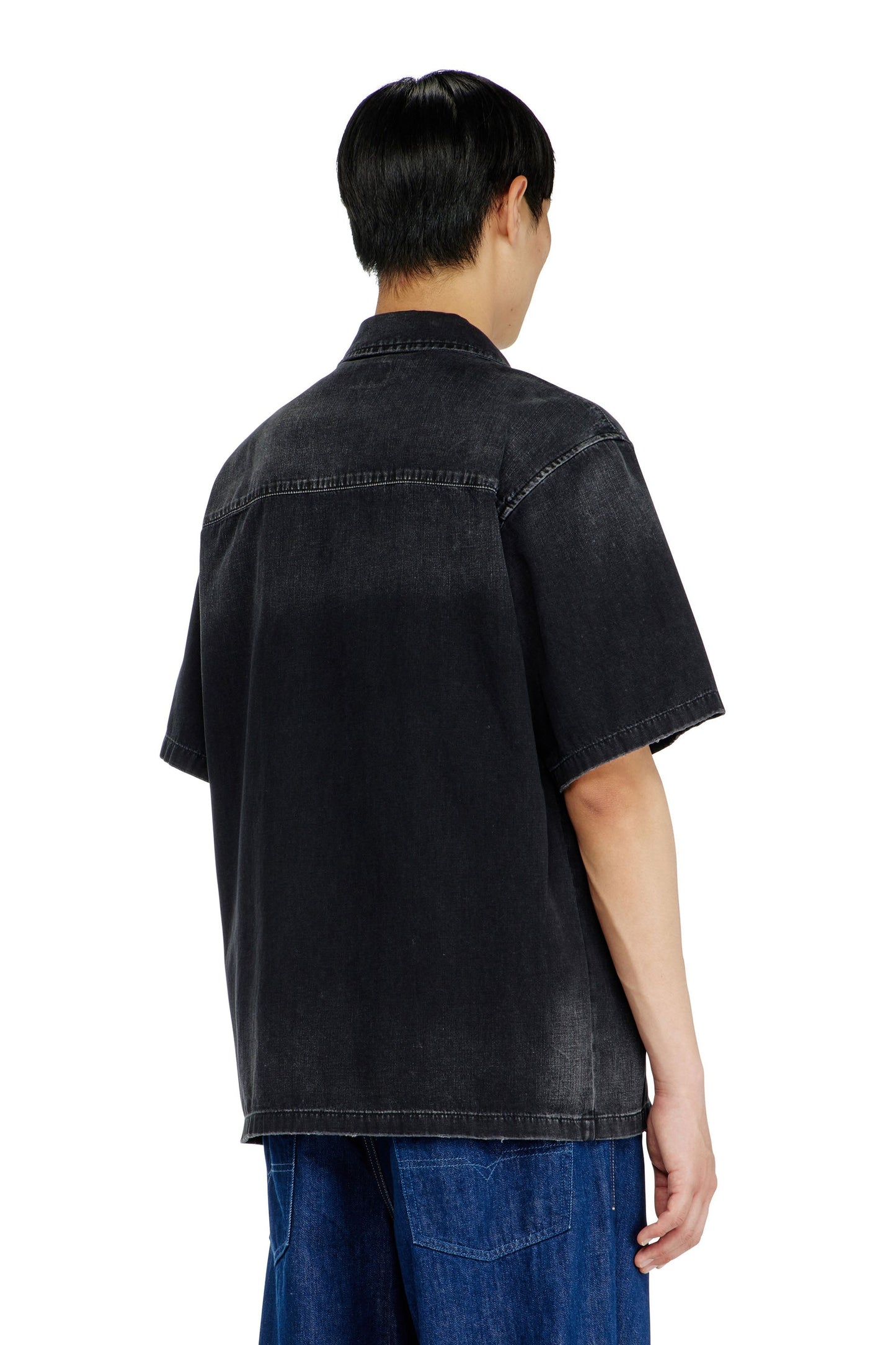 Denim short-sleeve shirt