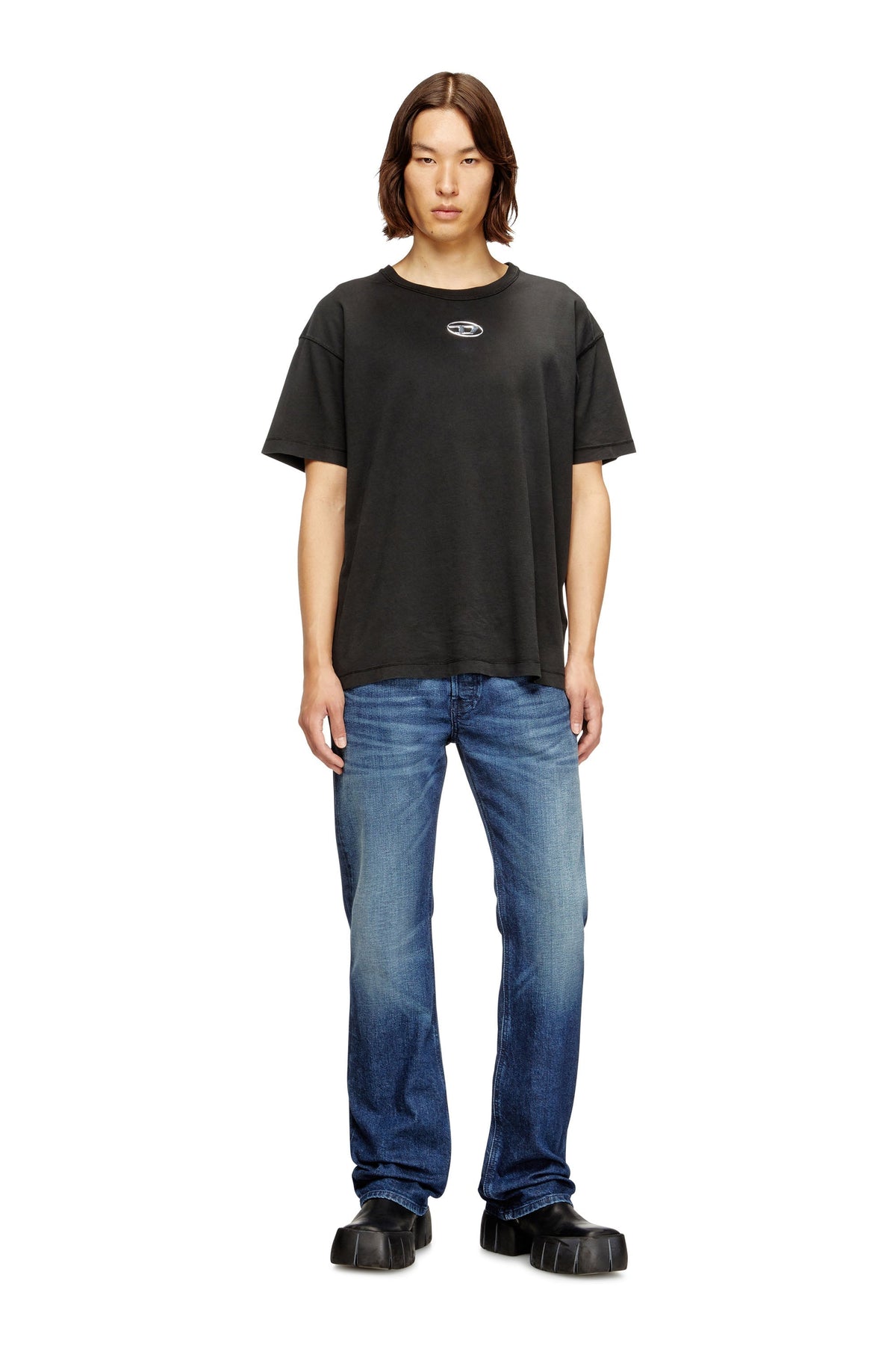 Light cotton T-shirt with metallic Oval D logo