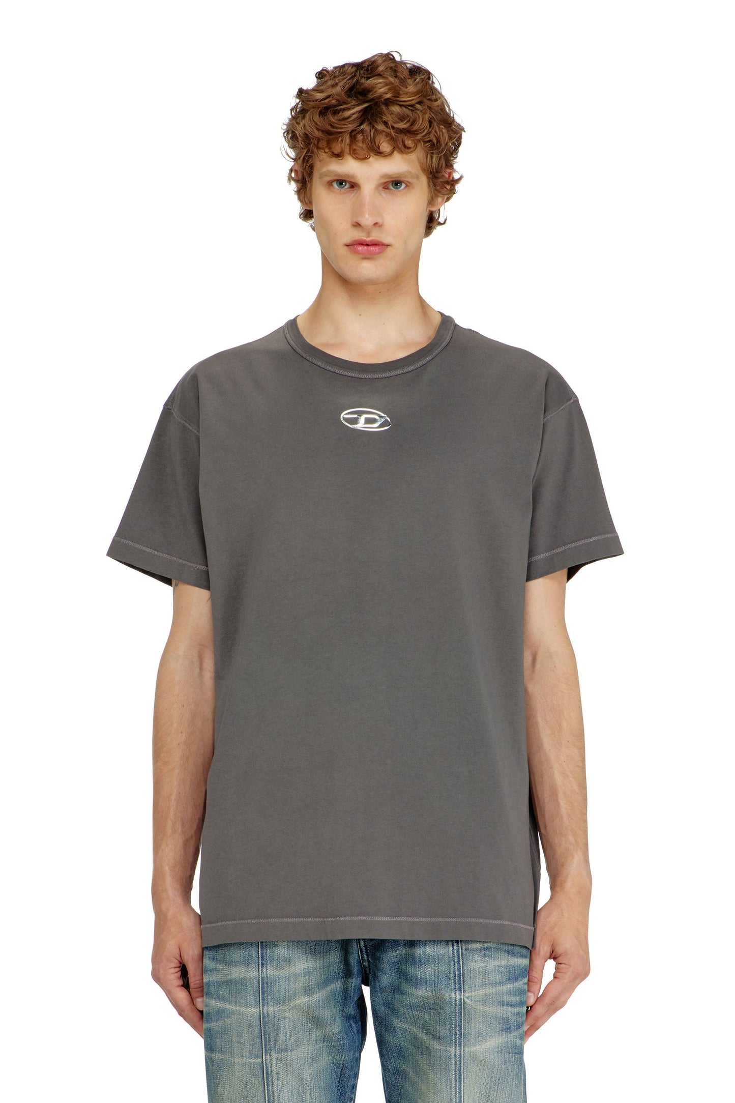 Light cotton T-shirt with metallic Oval D logo