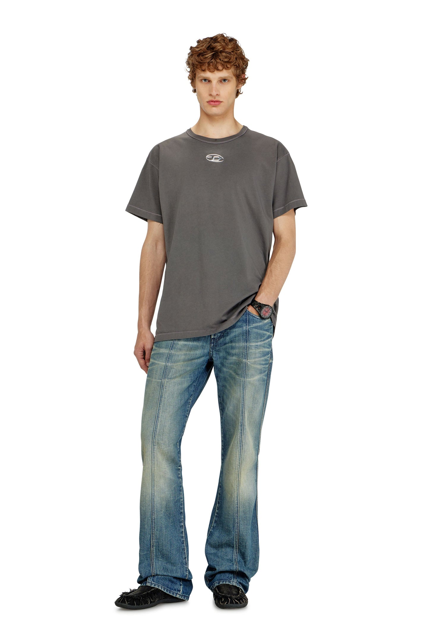 Light cotton T-shirt with metallic Oval D logo