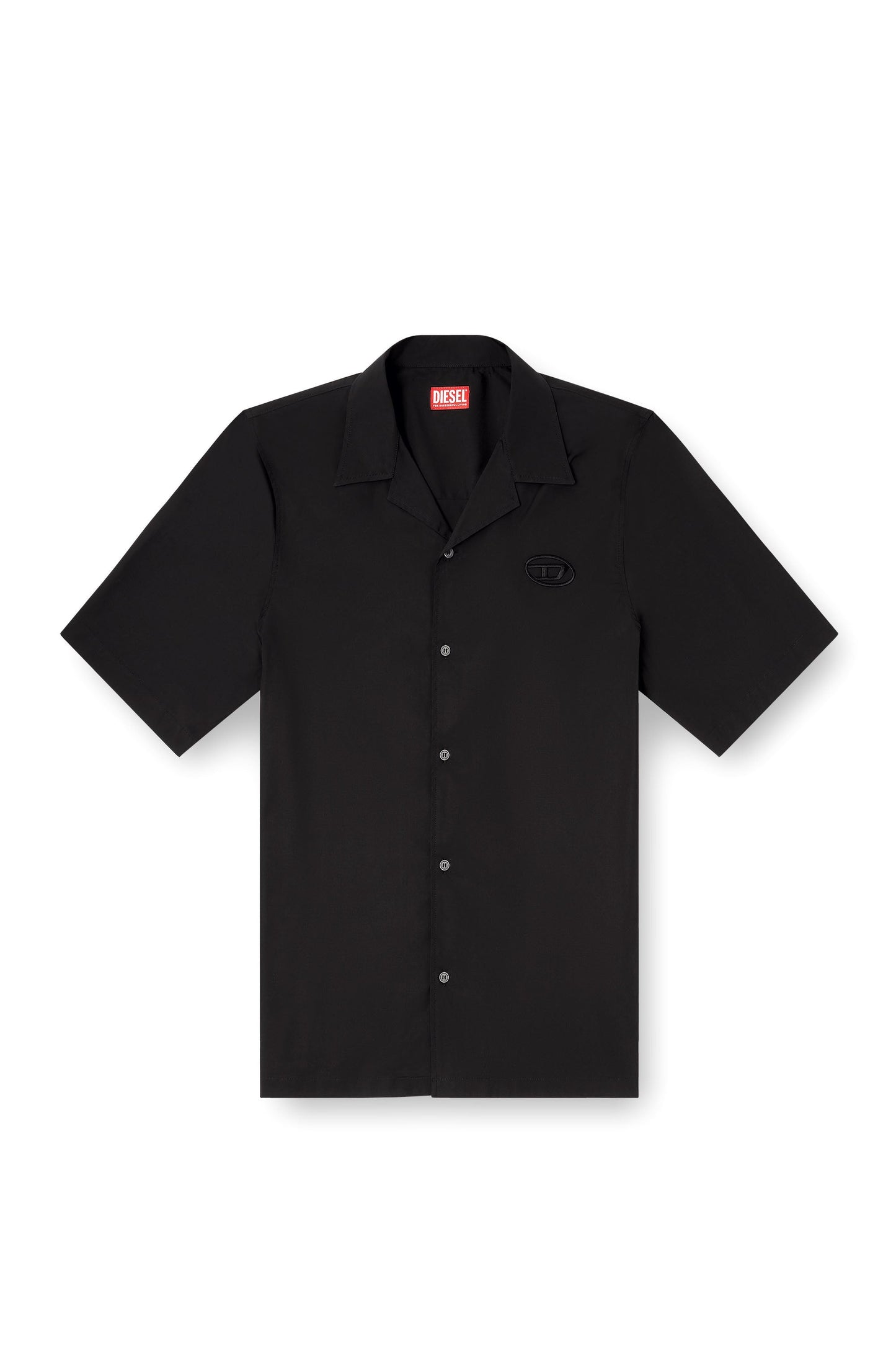 Stretch poplin shirt with Oval D embroidery