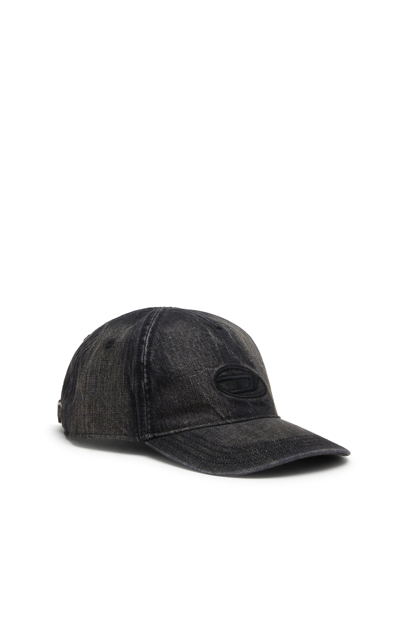 Denim cap with frayed details and embroidered logo