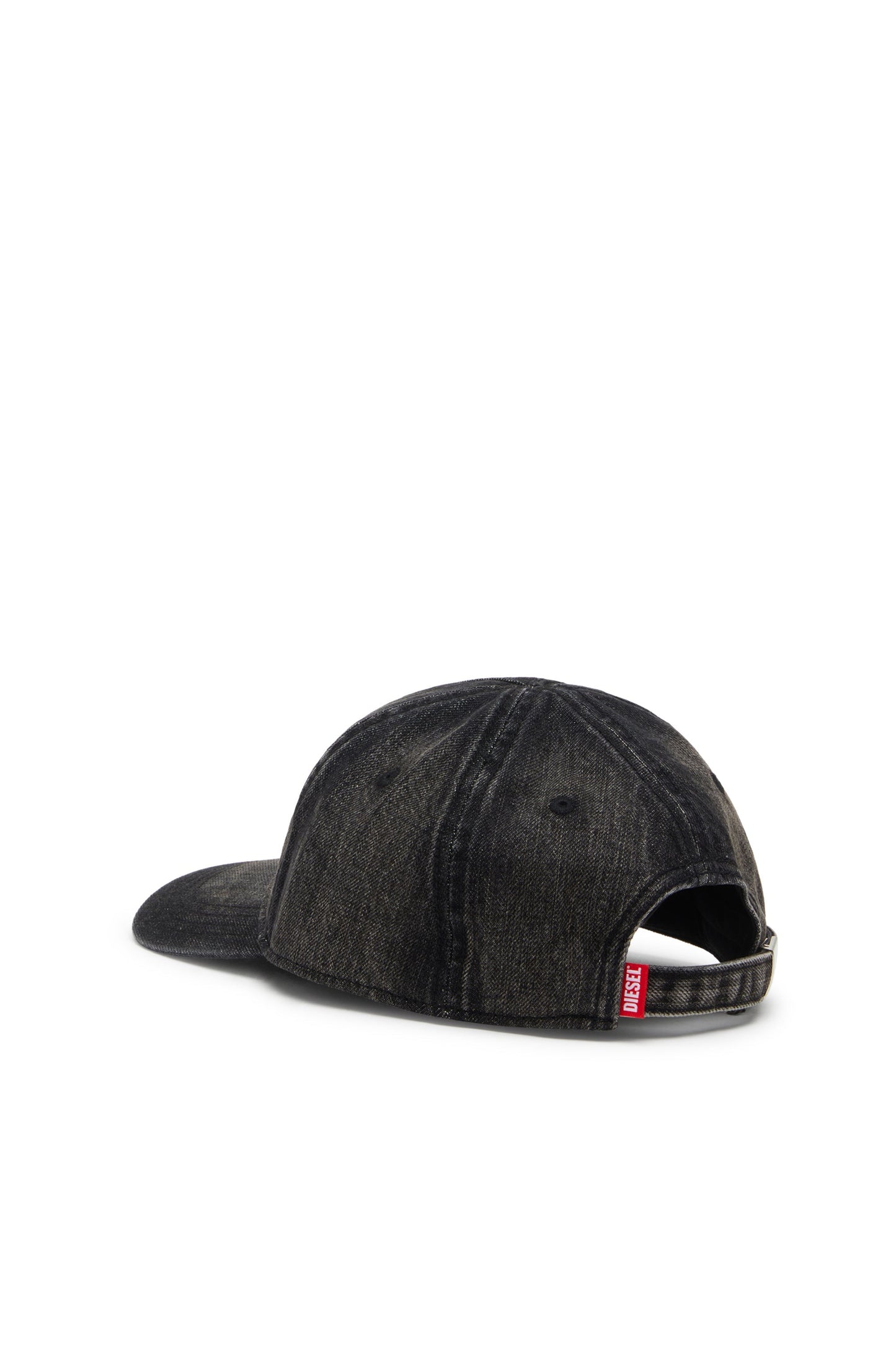 Denim cap with frayed details and embroidered logo