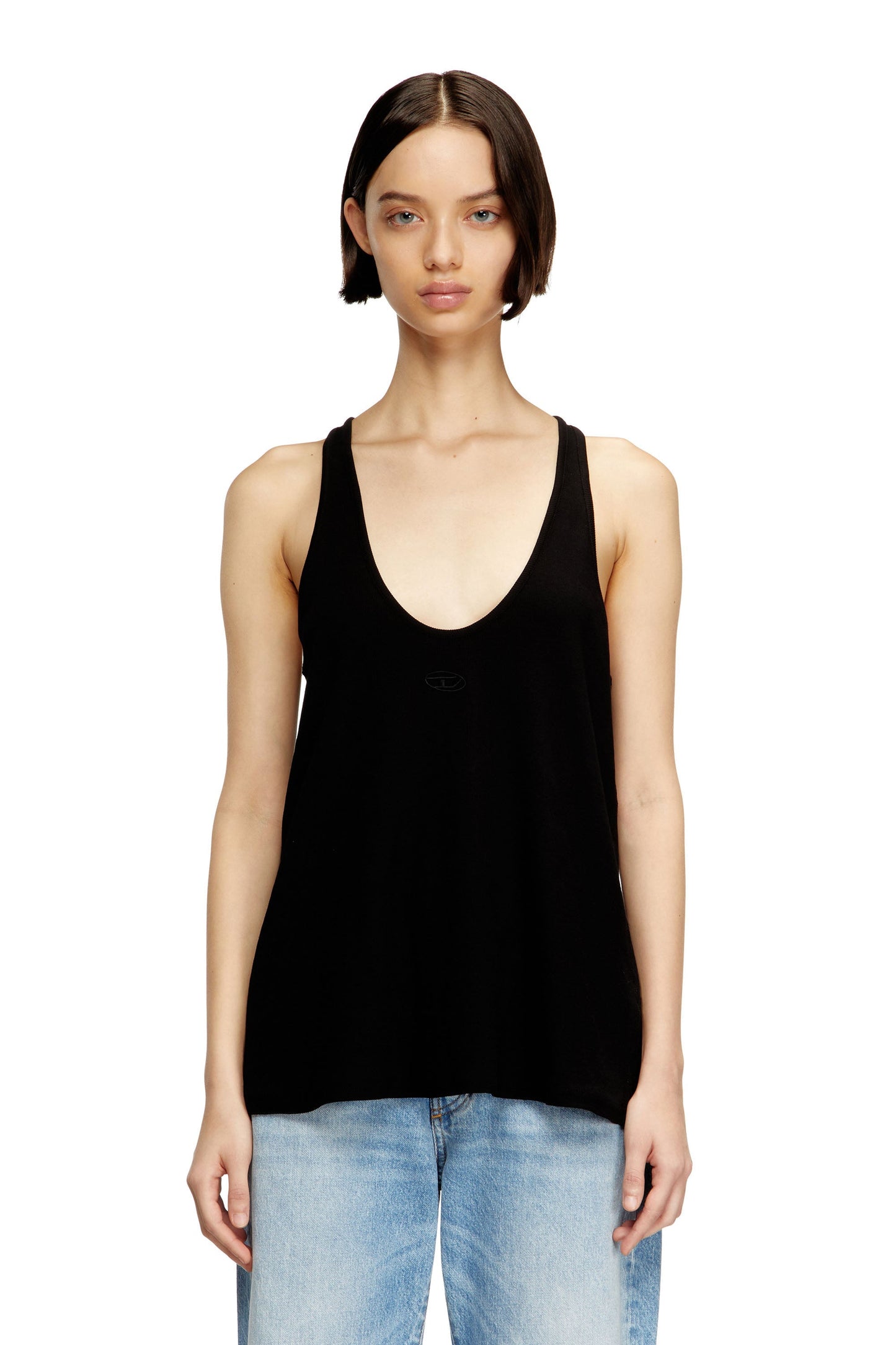 Ribbed tank top with Oval D