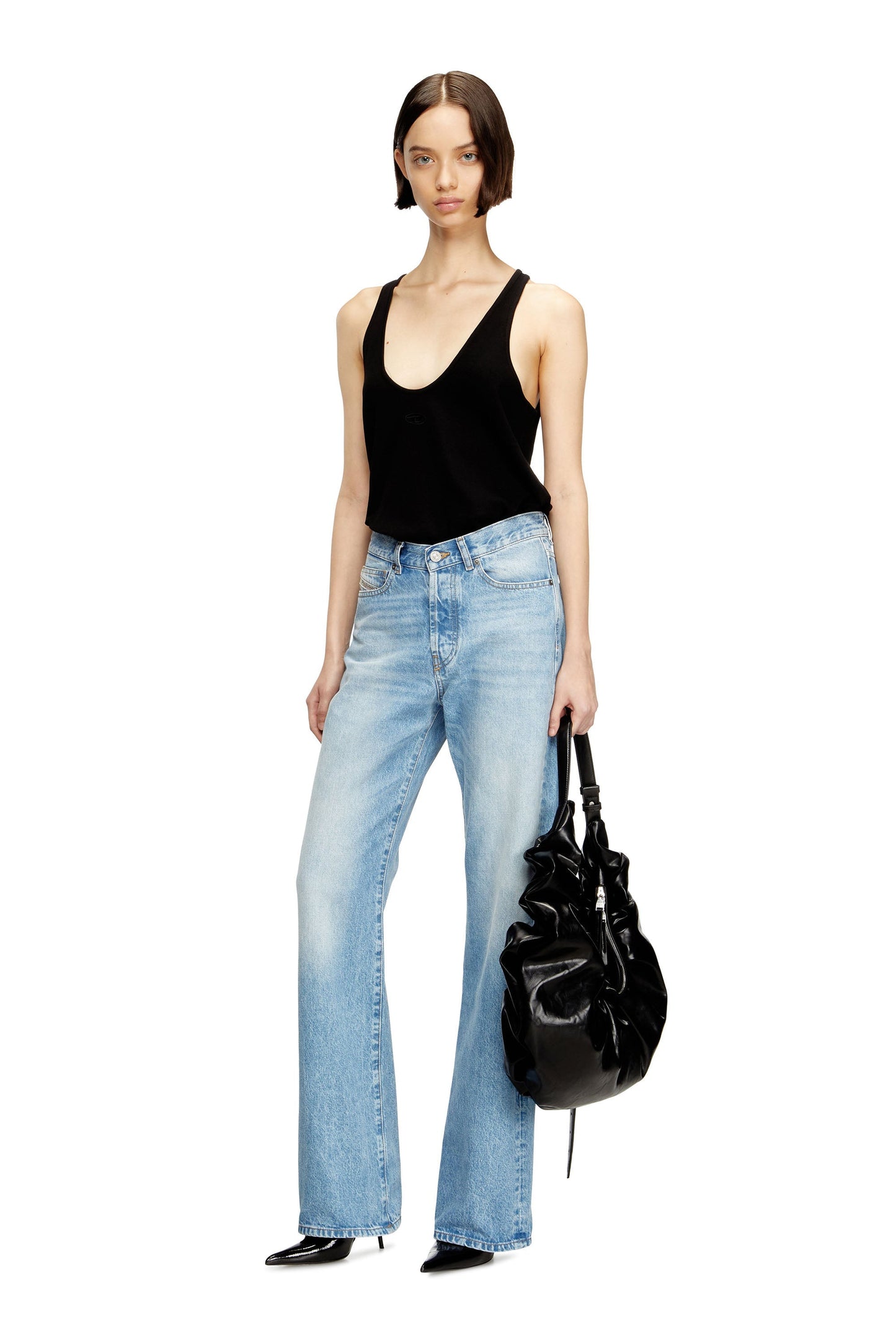 Ribbed tank top with Oval D
