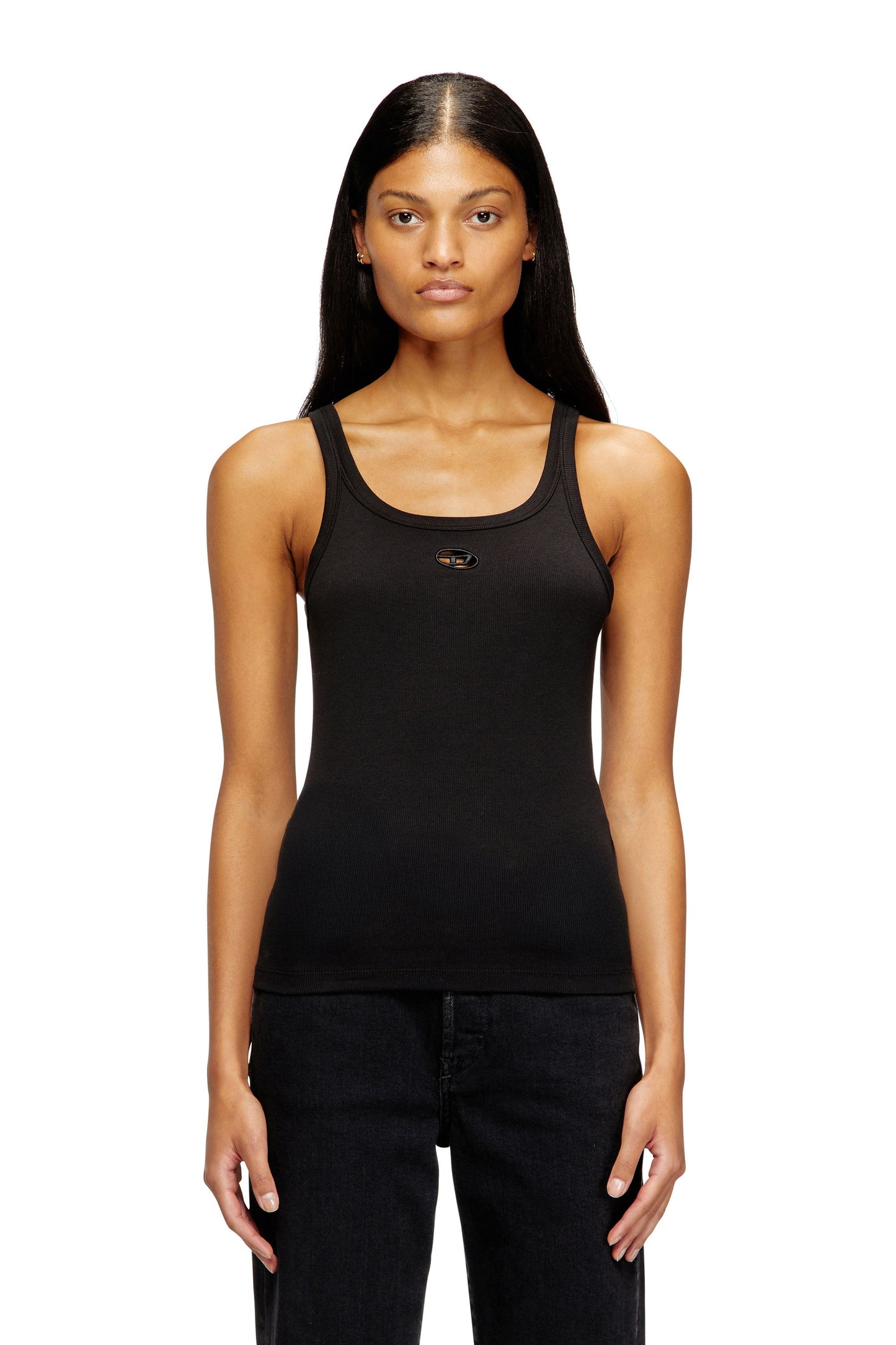 Slim tank top with laser-cut Oval D