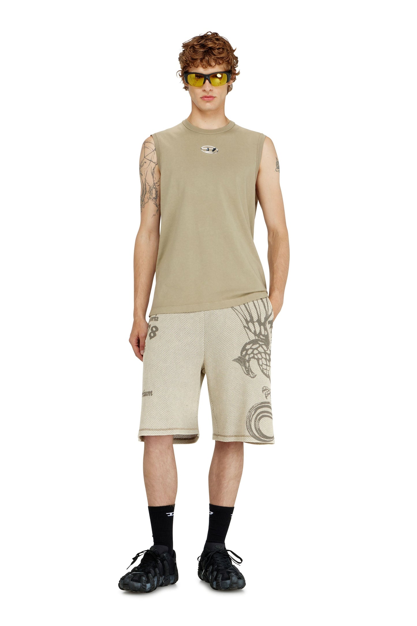 Cotton tank top with metallic Oval D