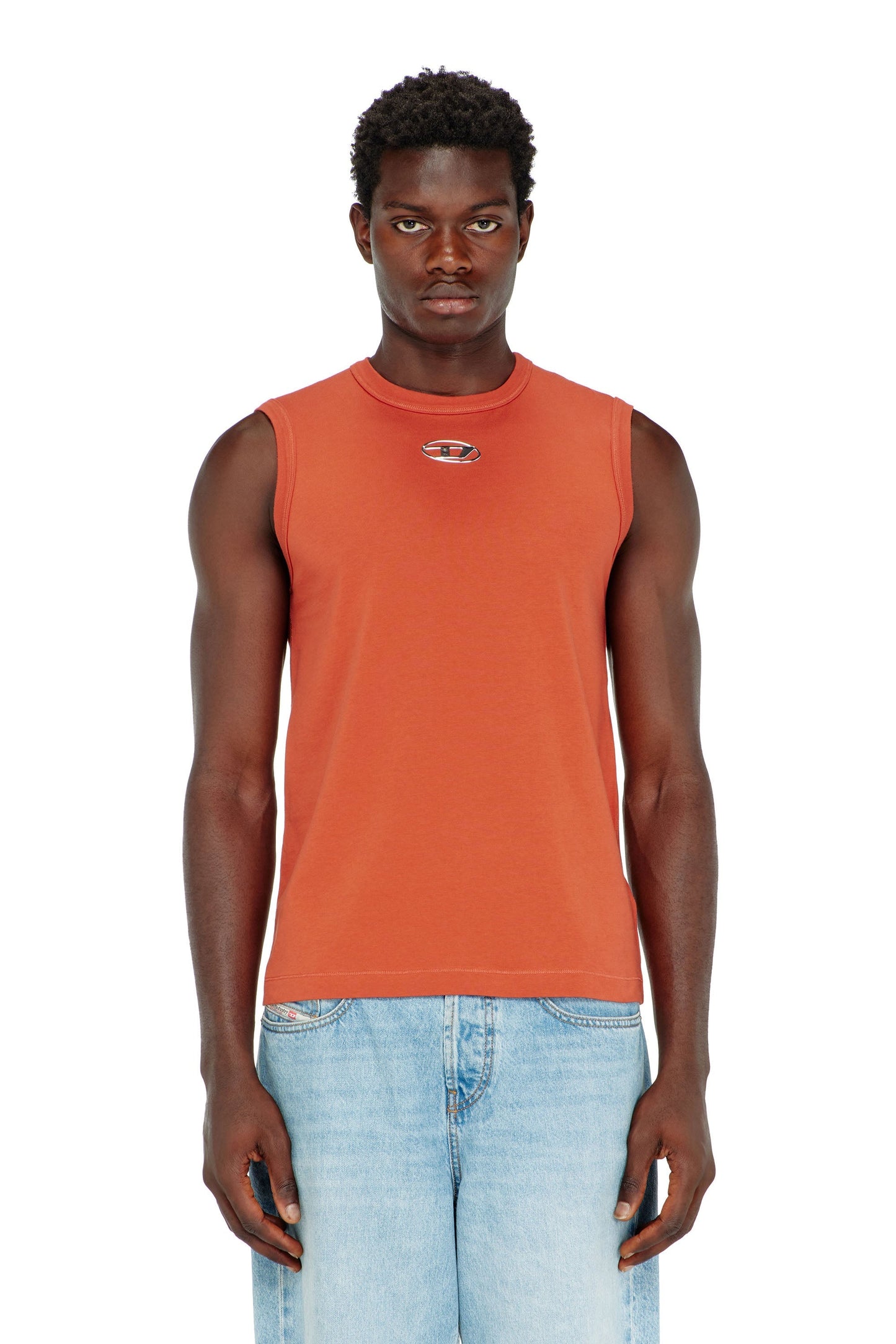 Cotton tank top with metallic Oval D