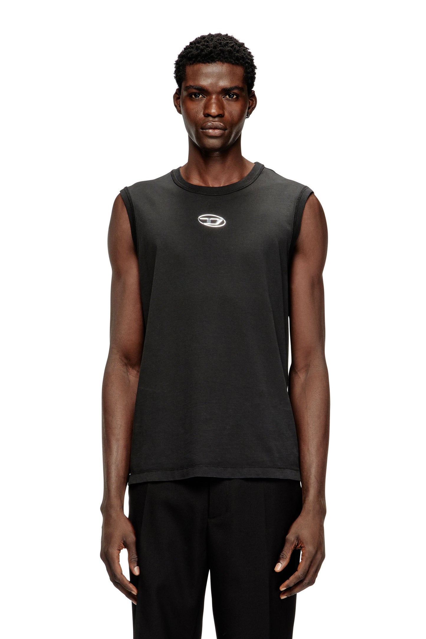 Cotton tank top with metallic Oval D