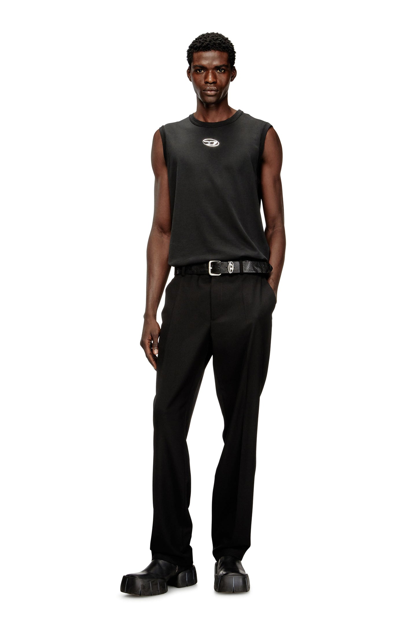 Cotton tank top with metallic Oval D