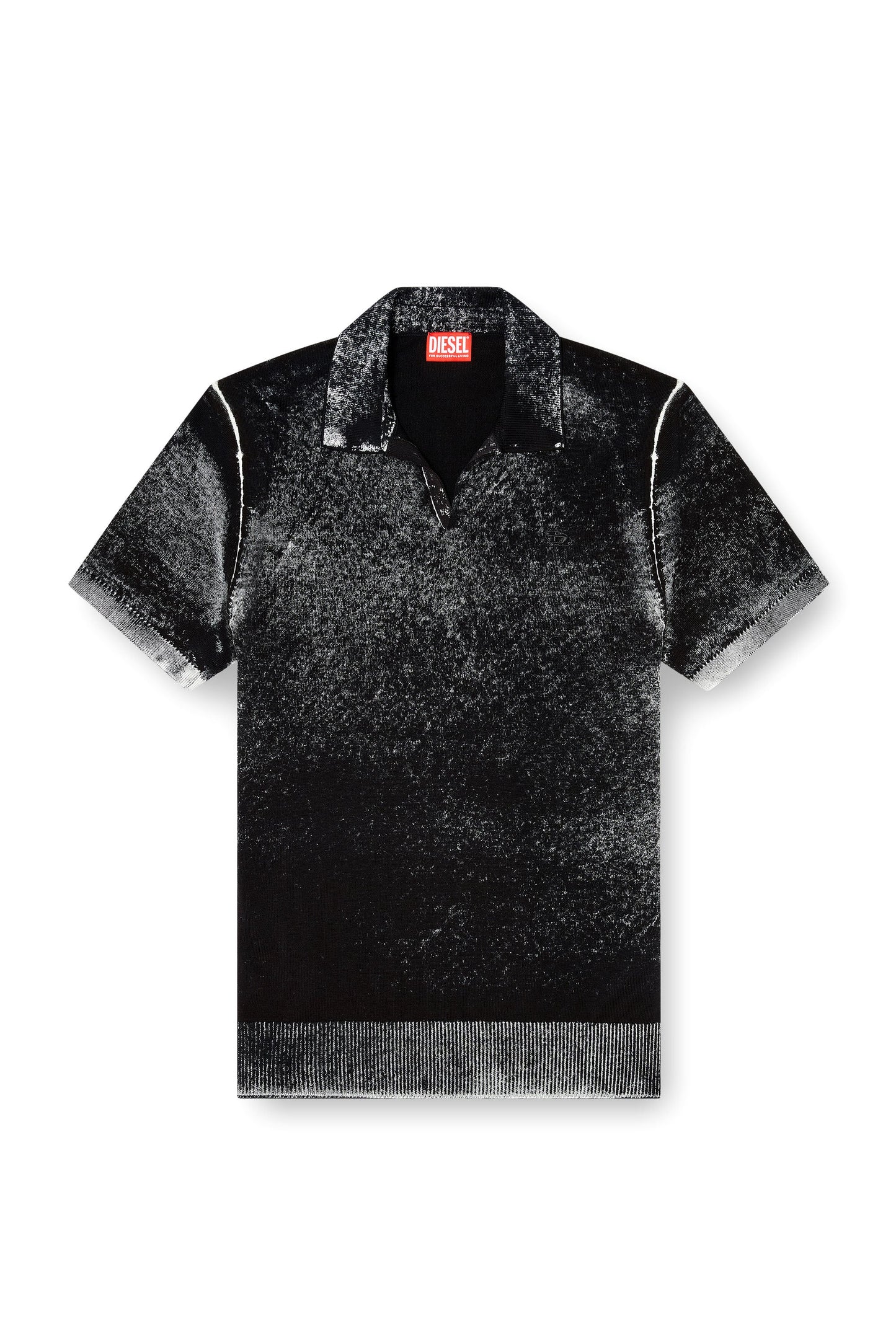 Knit polo shirt with faded reverse print