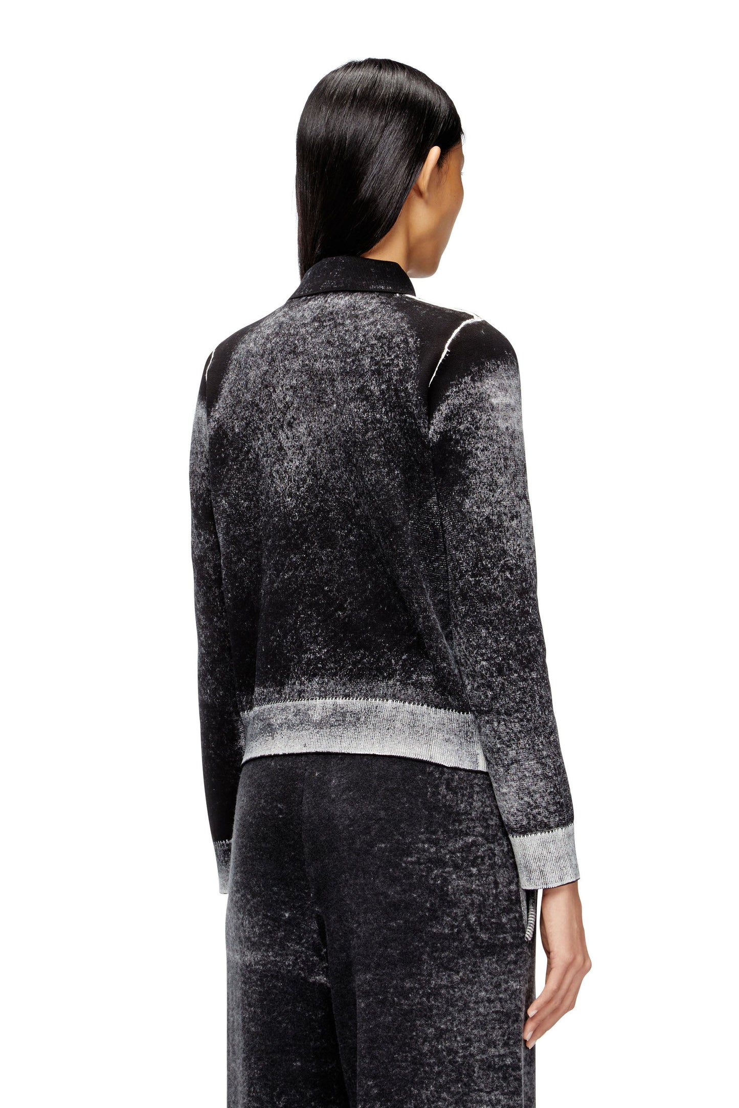 Cardigan with faded reverse print