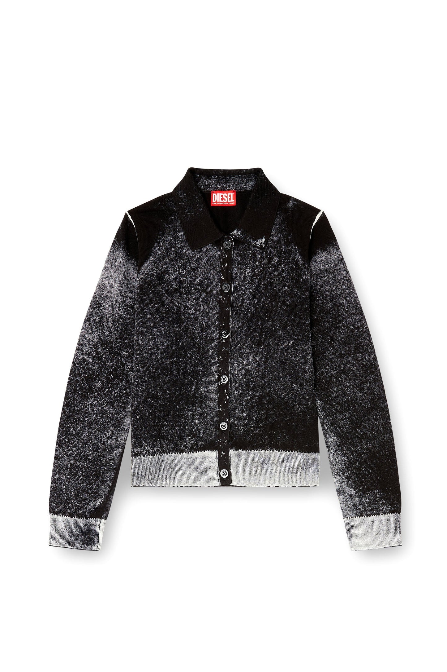 Cardigan with faded reverse print
