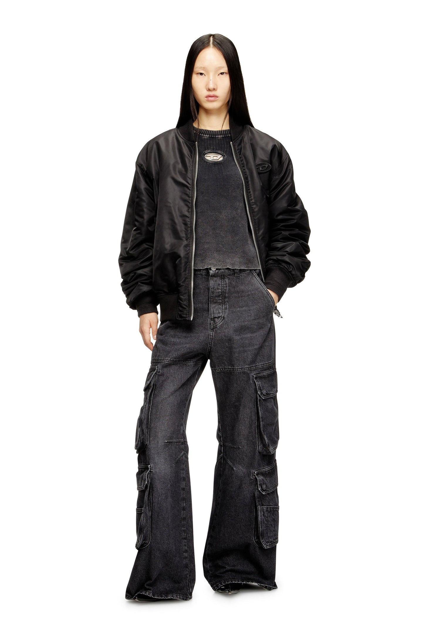 Cut-out ribbed jumper with Oval D plaque