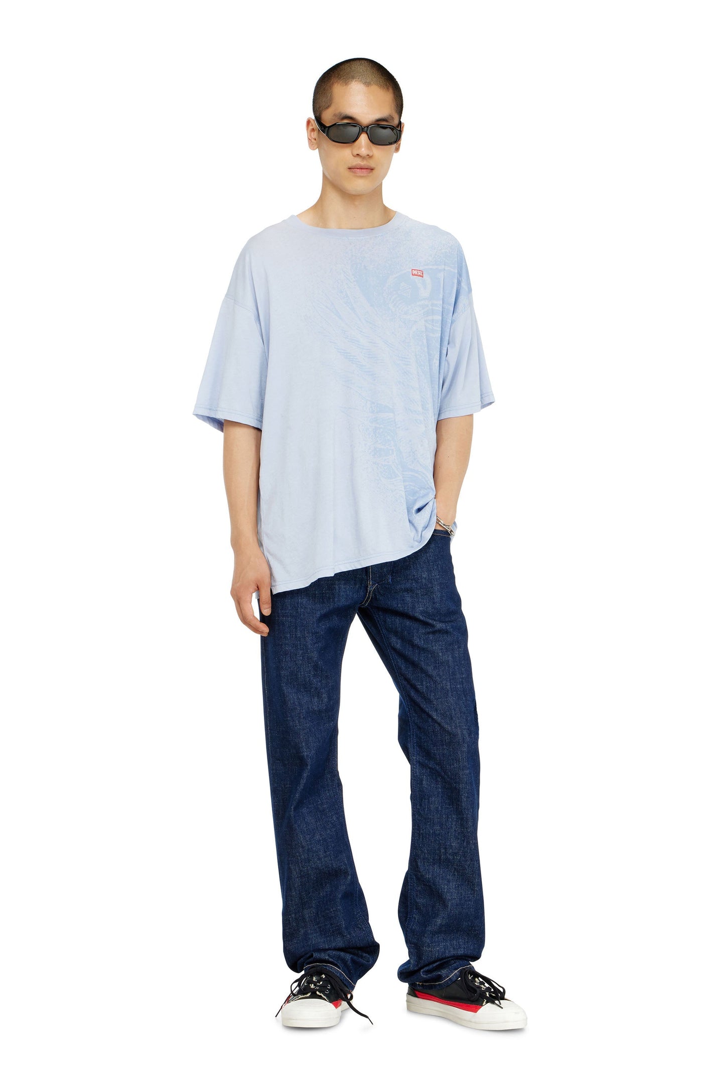 Relaxed T-shirt with pigment prints