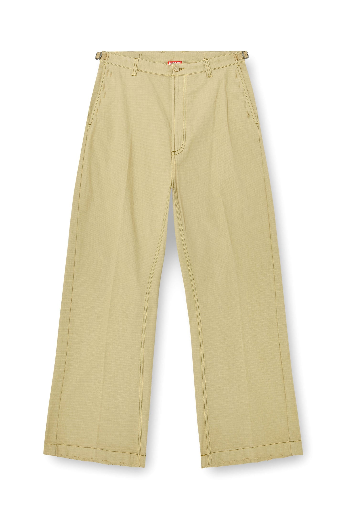 Cotton ripstop pants with side buckles