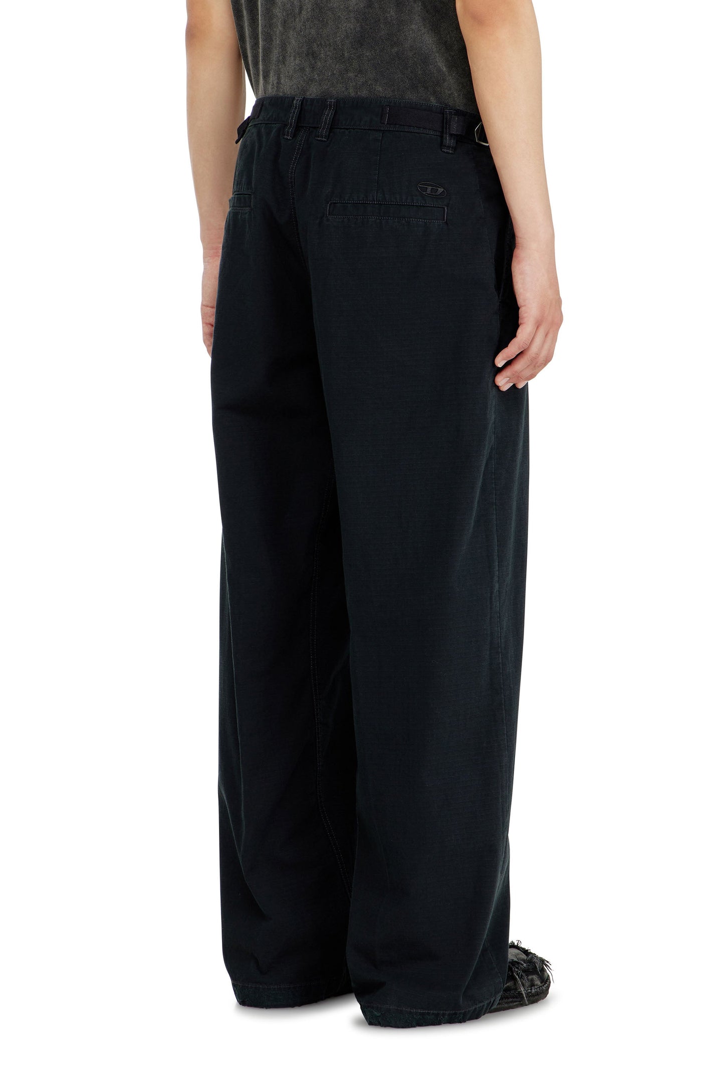 Cotton ripstop pants with side buckles