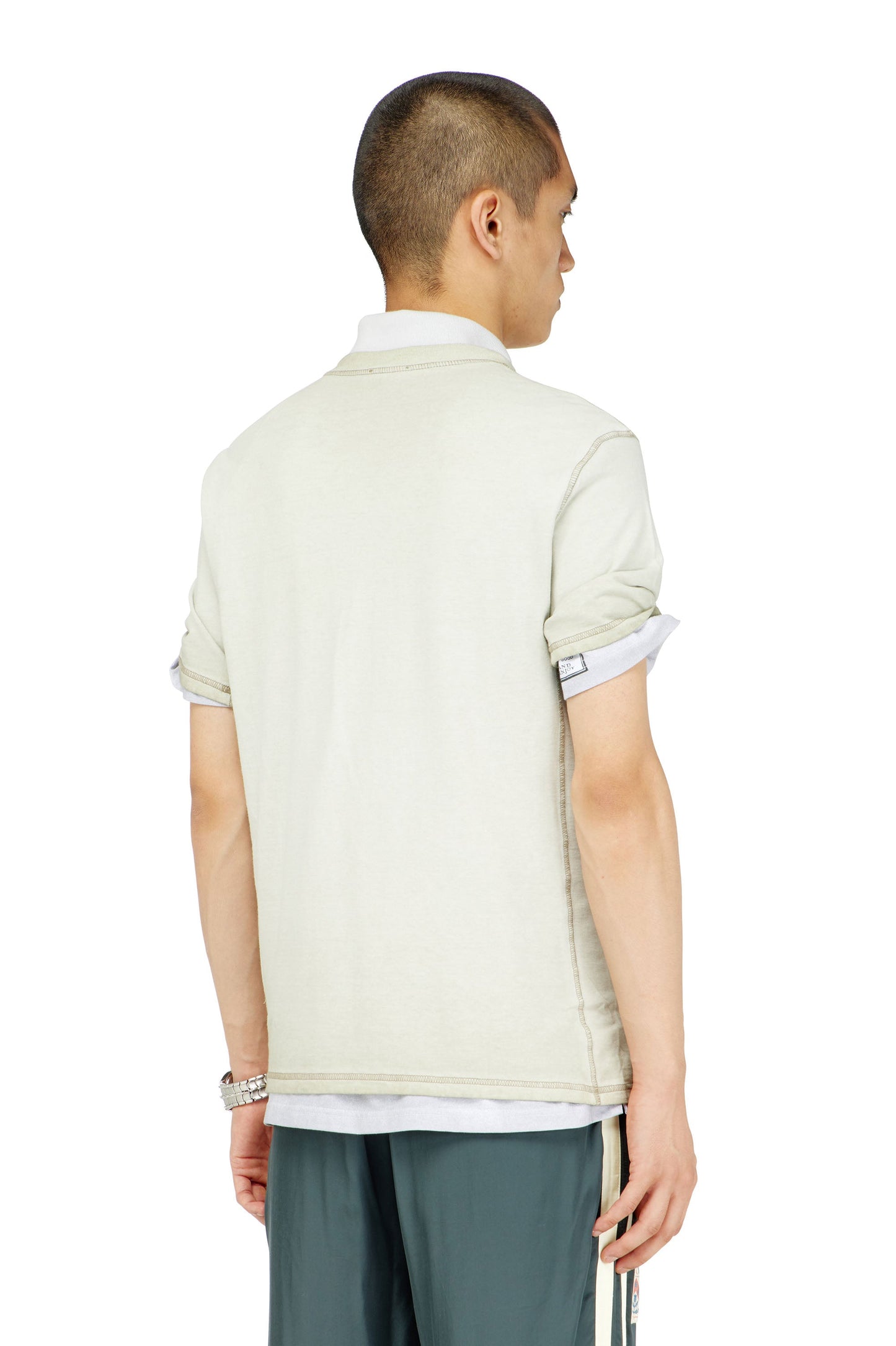 T-shirt with patches and microwaffle sides