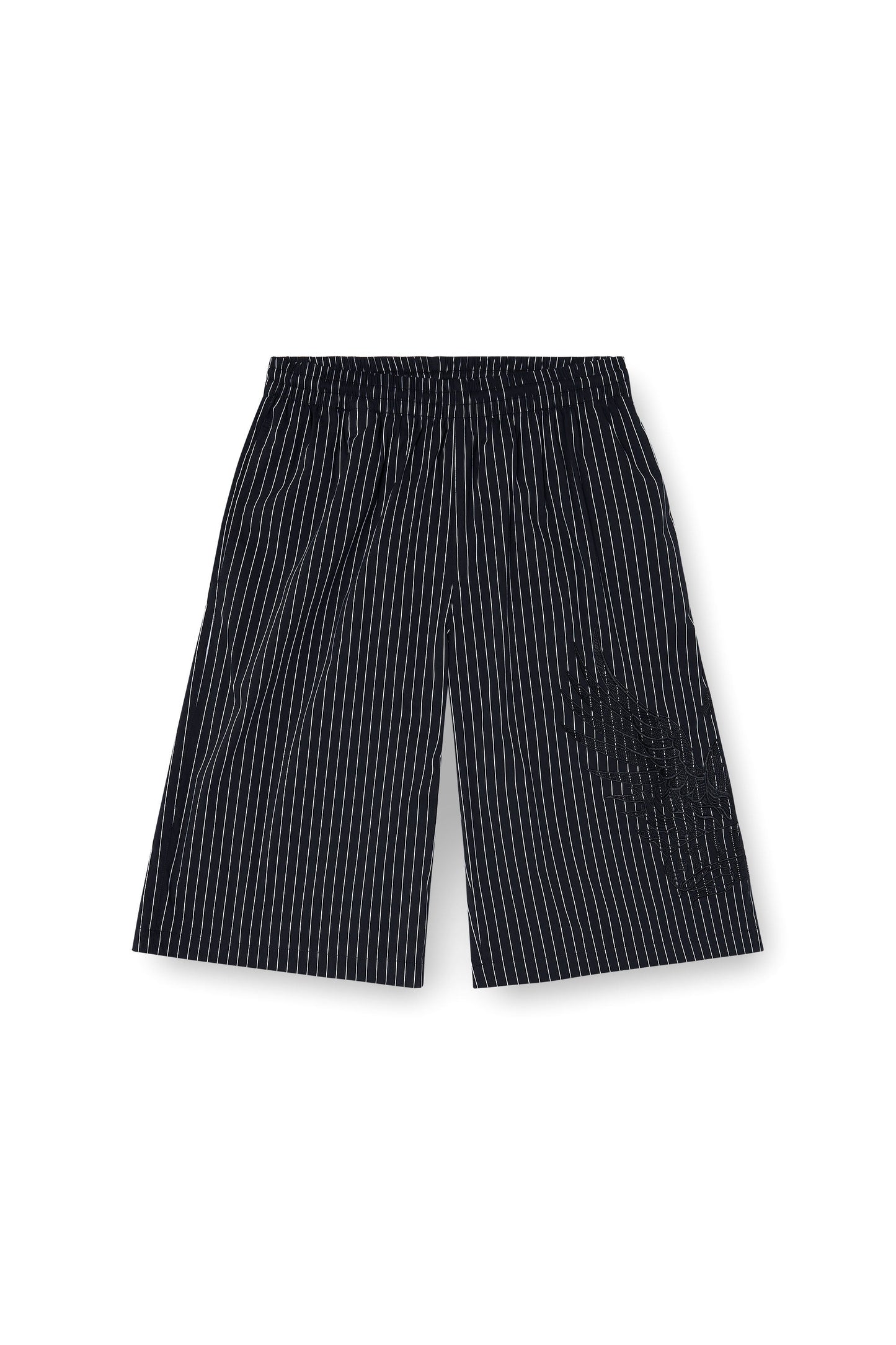 Pinstripe shorts with Phoenix embroidery