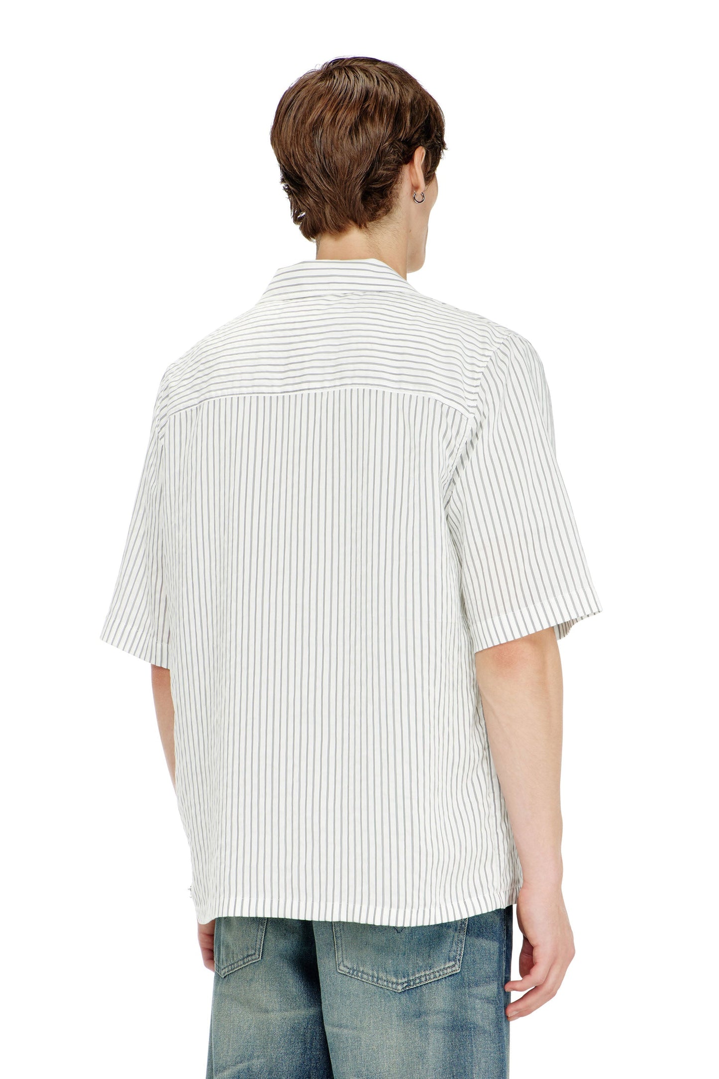 Half-sleeve shirt in pinstripe modal