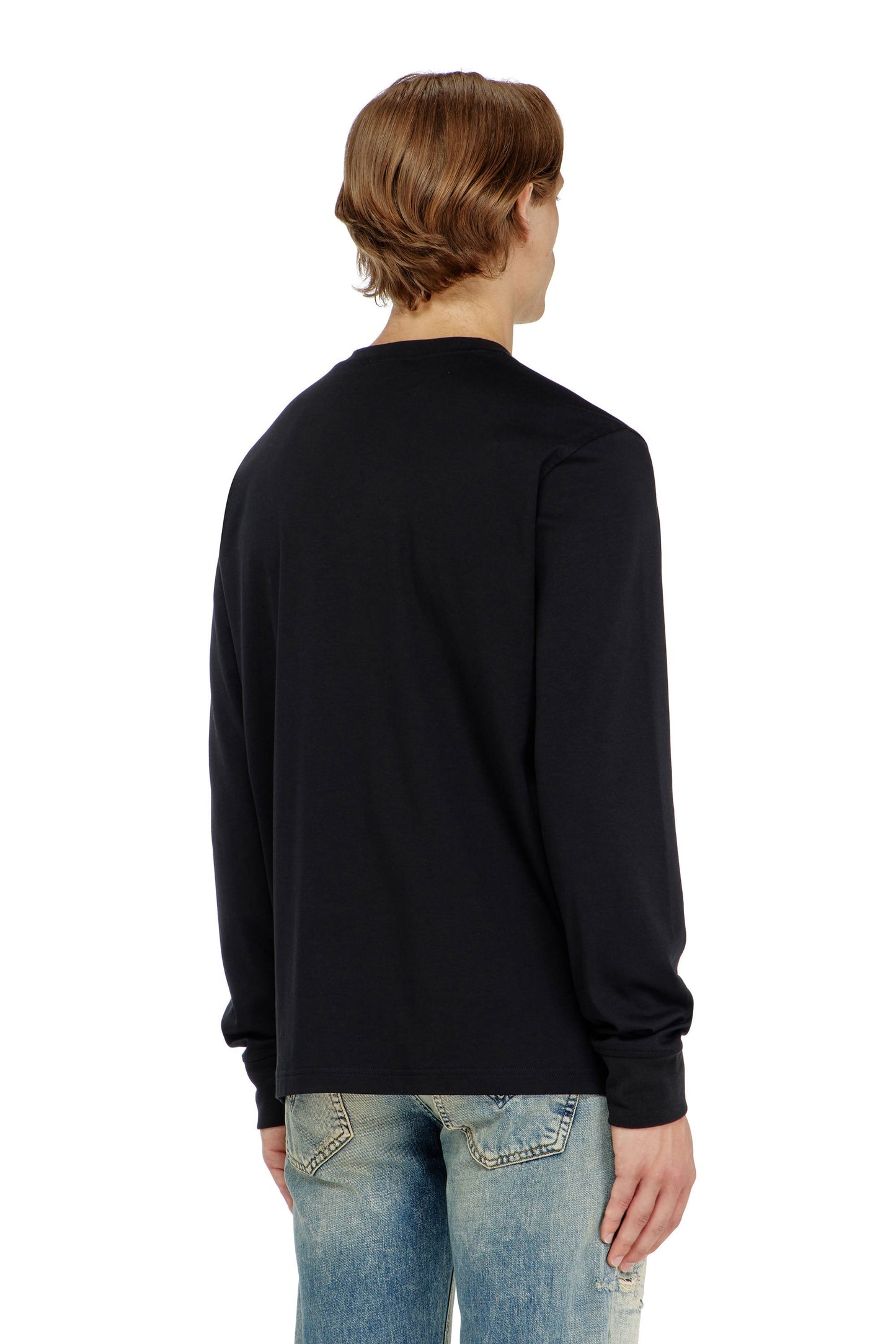 Long-sleeve T-shirt with metal logo plaque