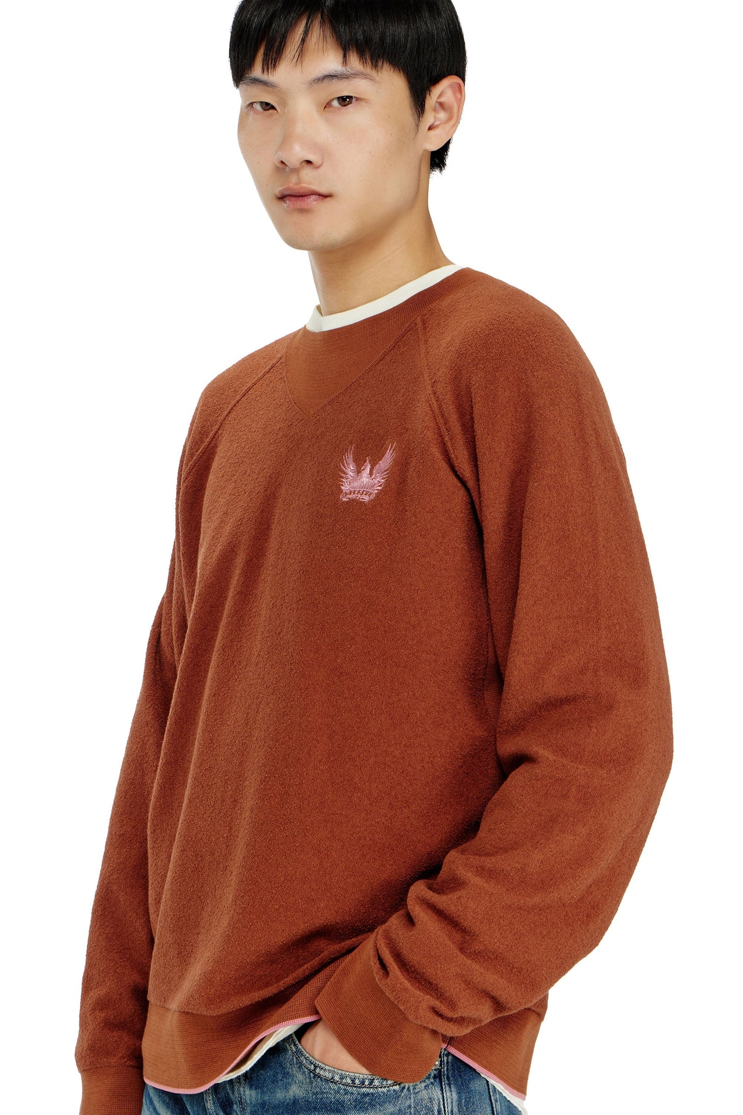 Bouclé jumper with Phoenix embroidery
