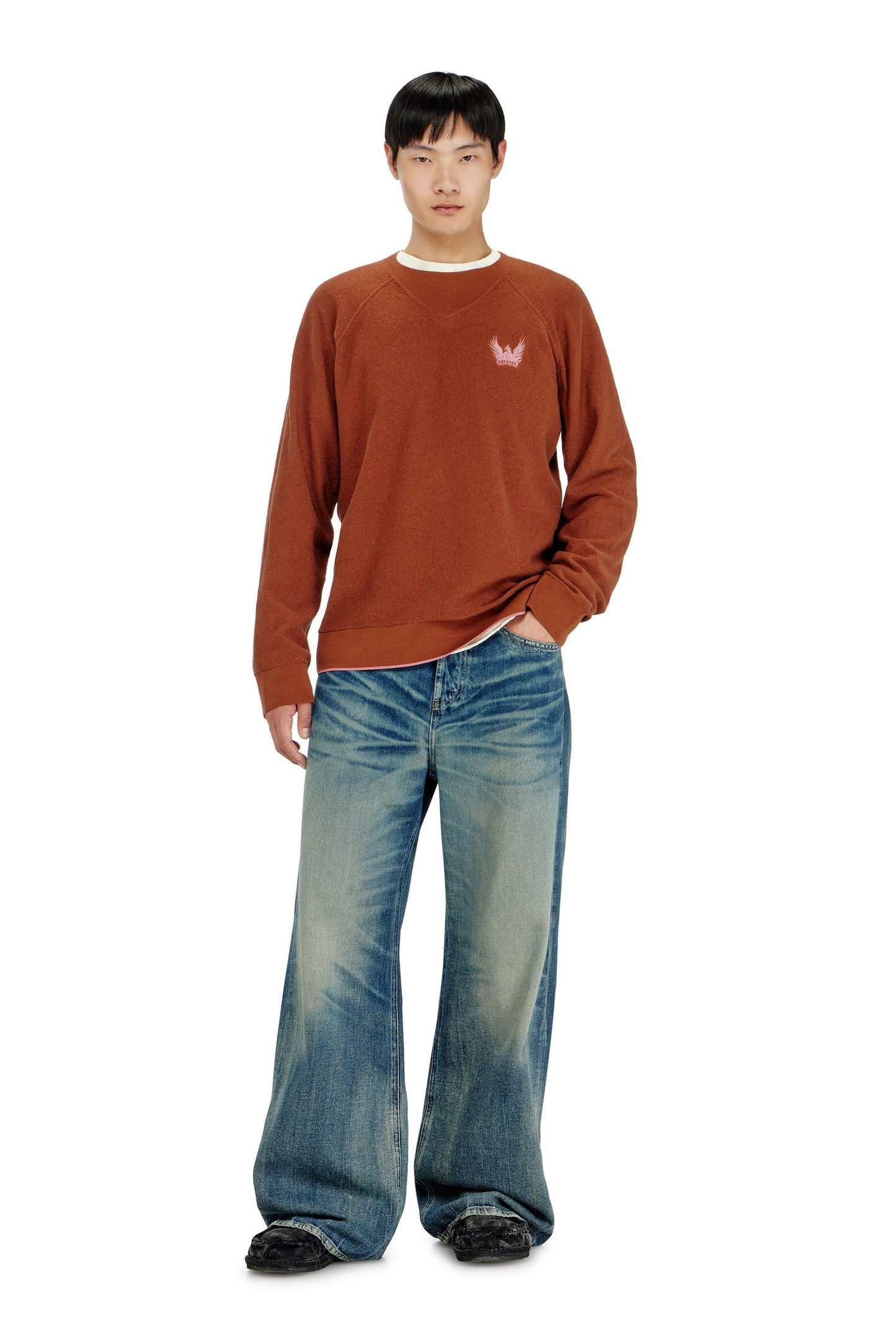 Bouclé jumper with Phoenix embroidery