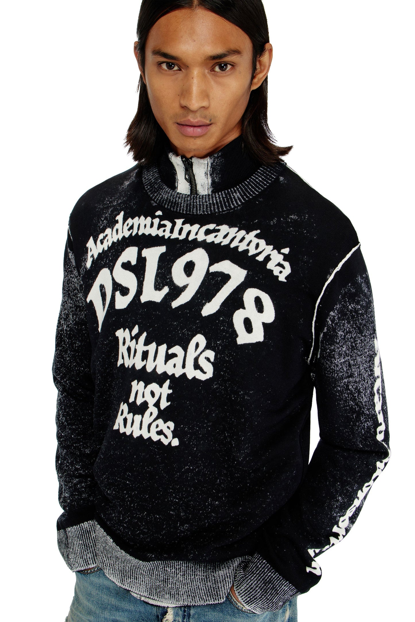 Treated cotton jumper with slogan