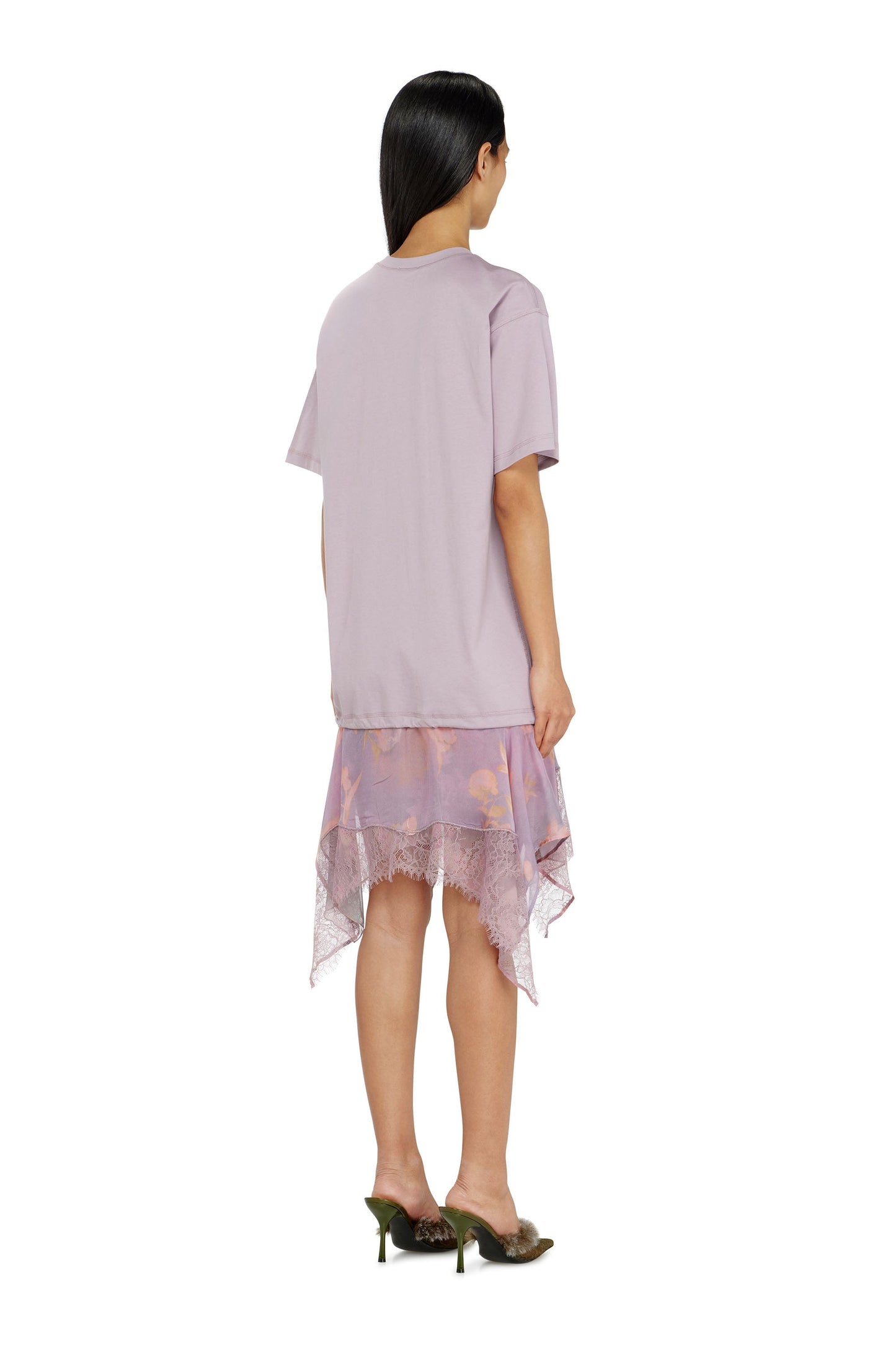 T-shirt dress with chiffon and lace skirt