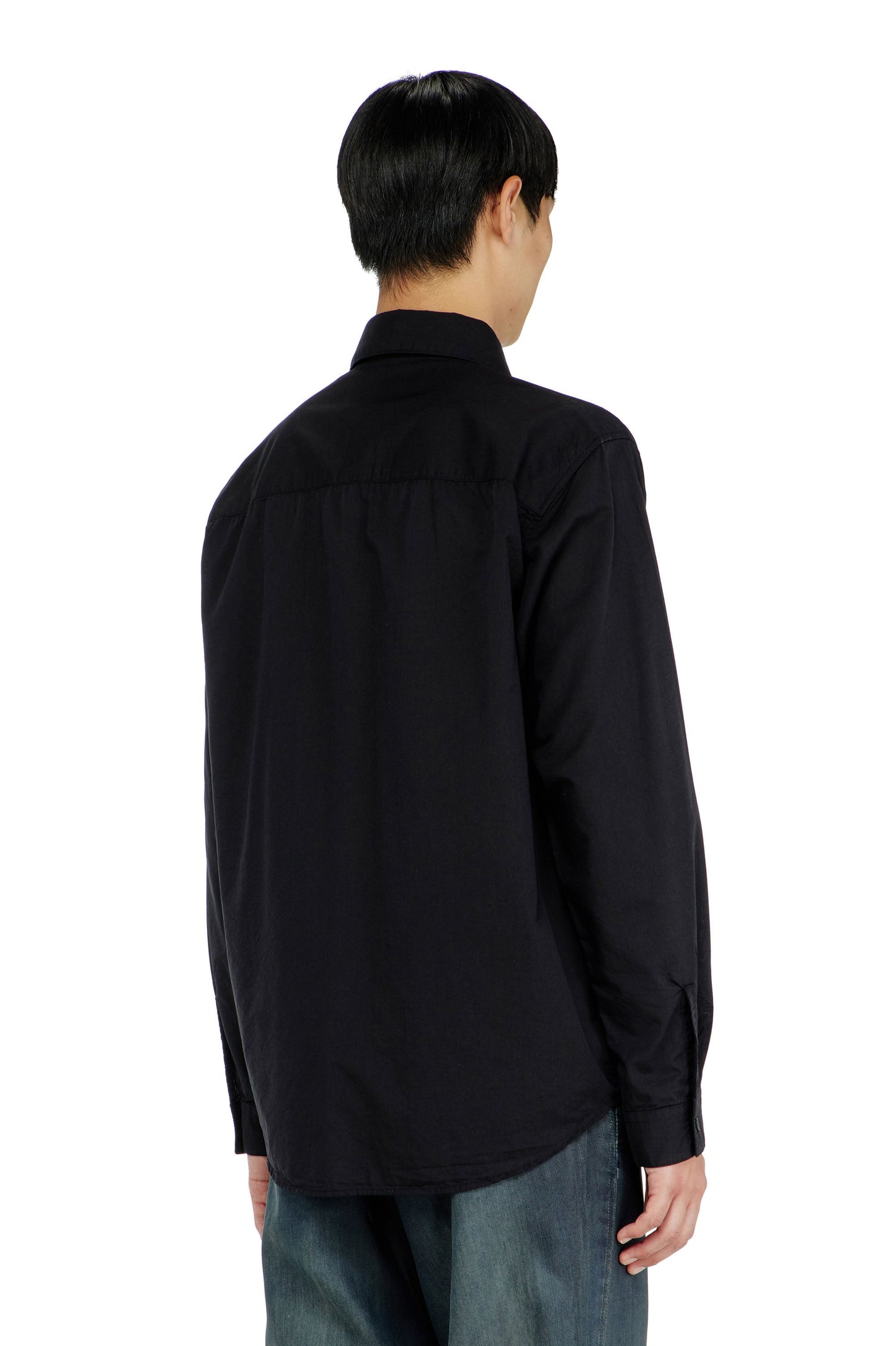 Cotton-cupro shirt with embroidered patch