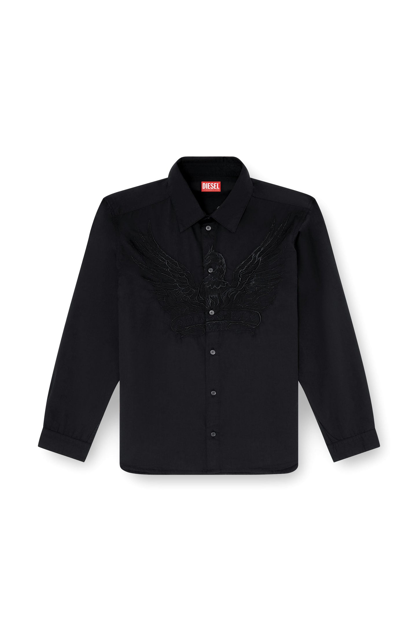 Cotton-cupro shirt with embroidered patch