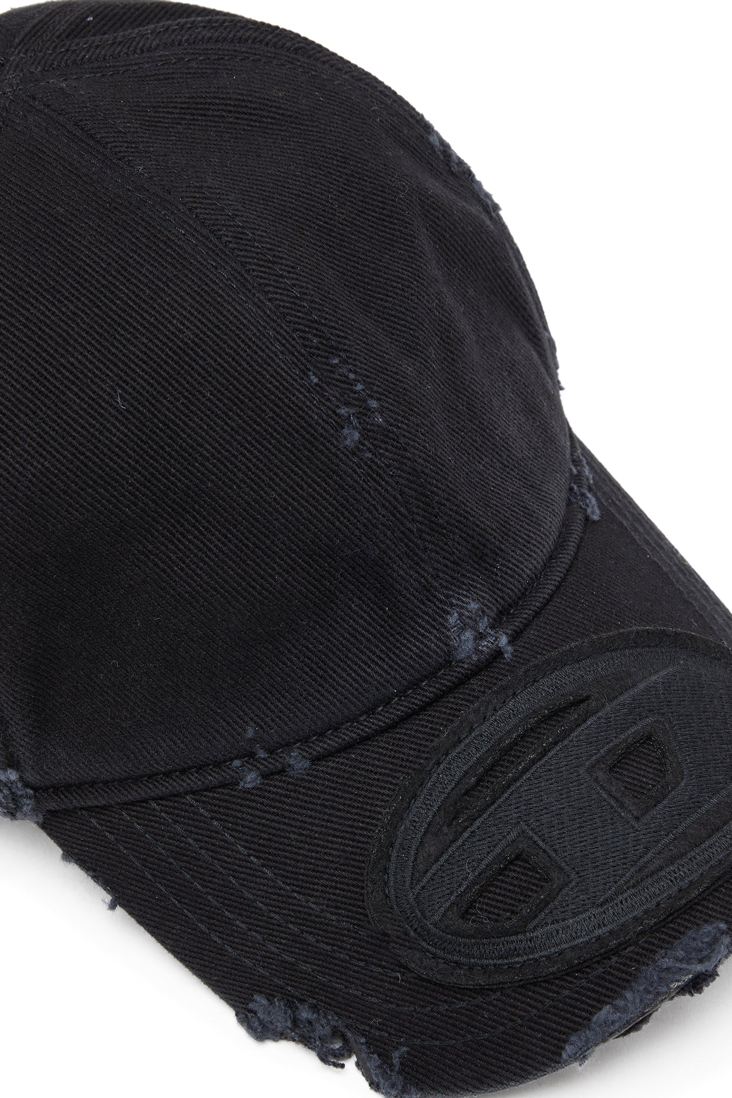 Cotton twill cap with distressed details