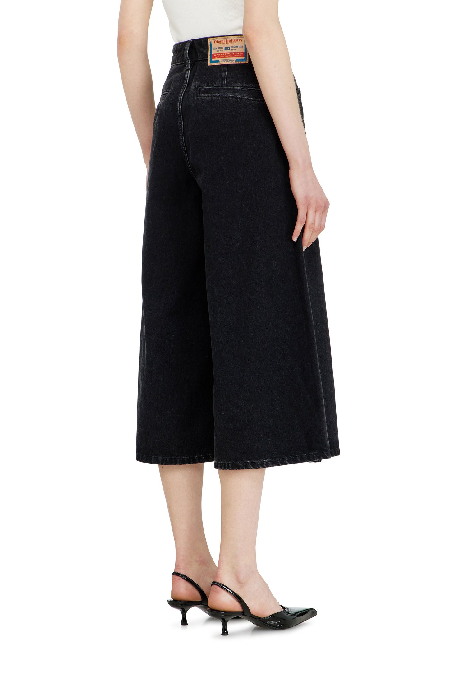 Denim culottes with pleats