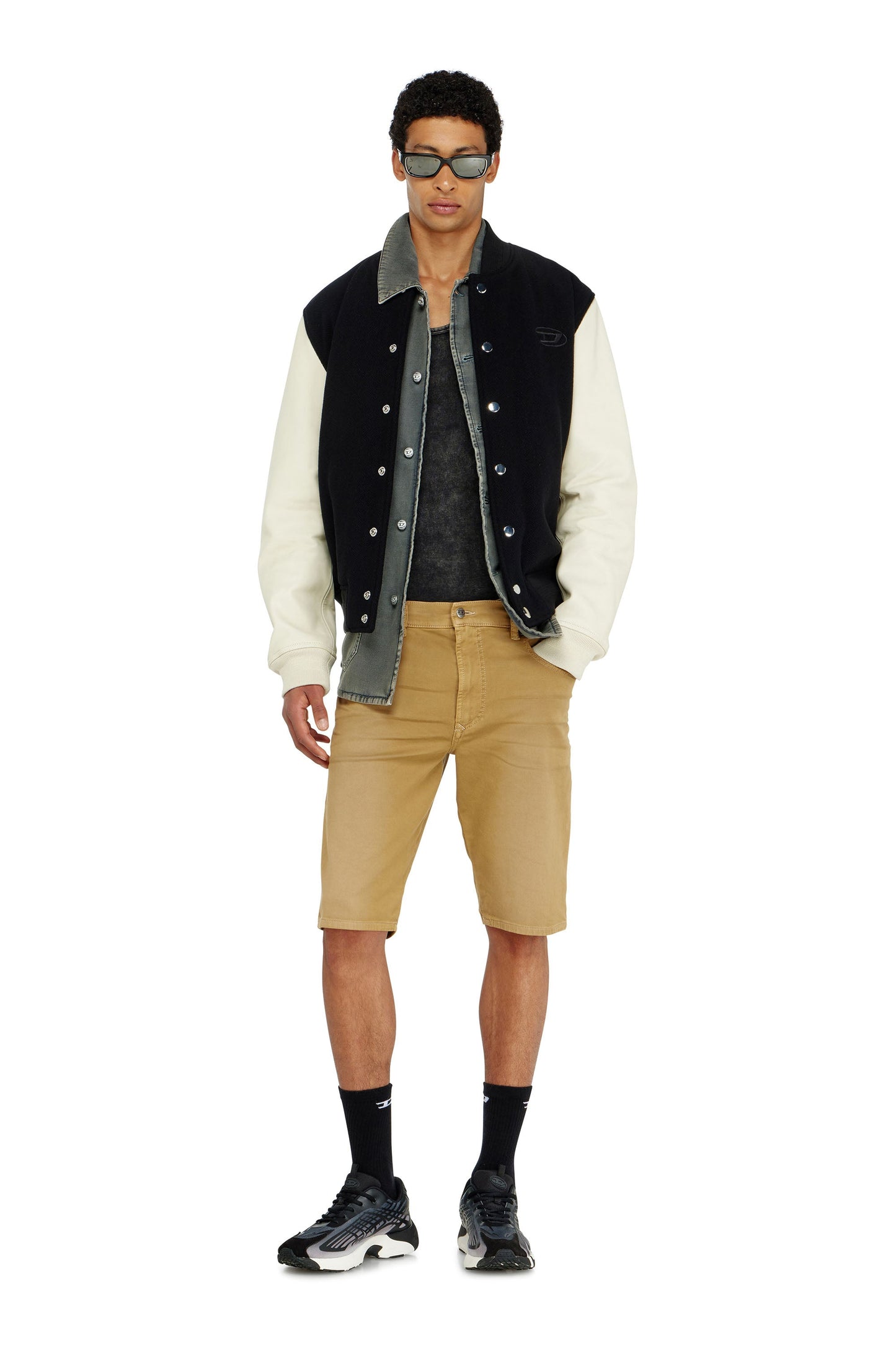 Slim shorts in coloured denim