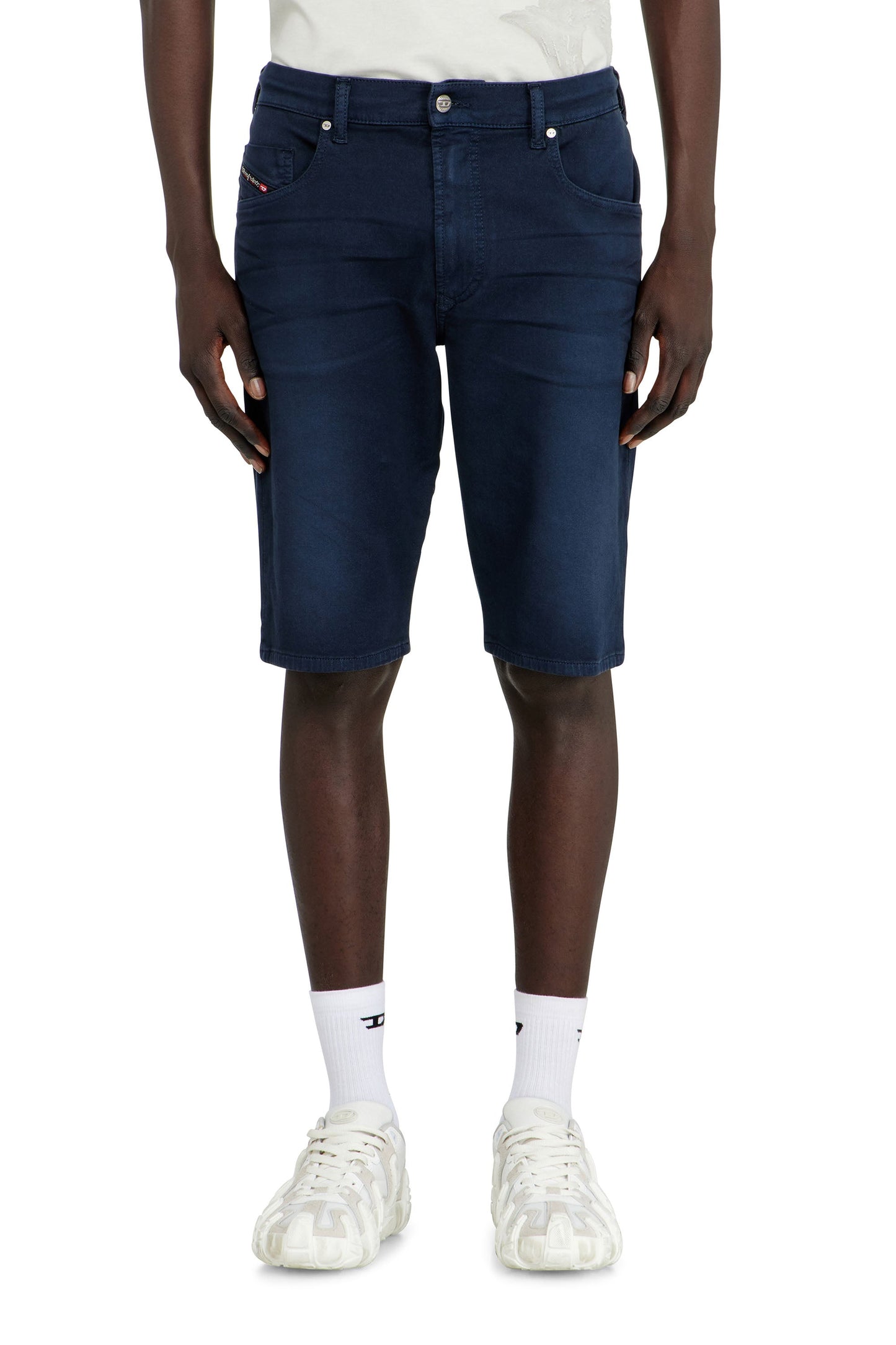 Slim shorts in coloured denim