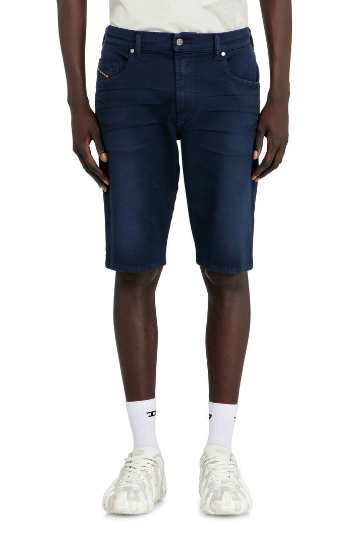 Slim shorts in coloured denim — Dark Blue