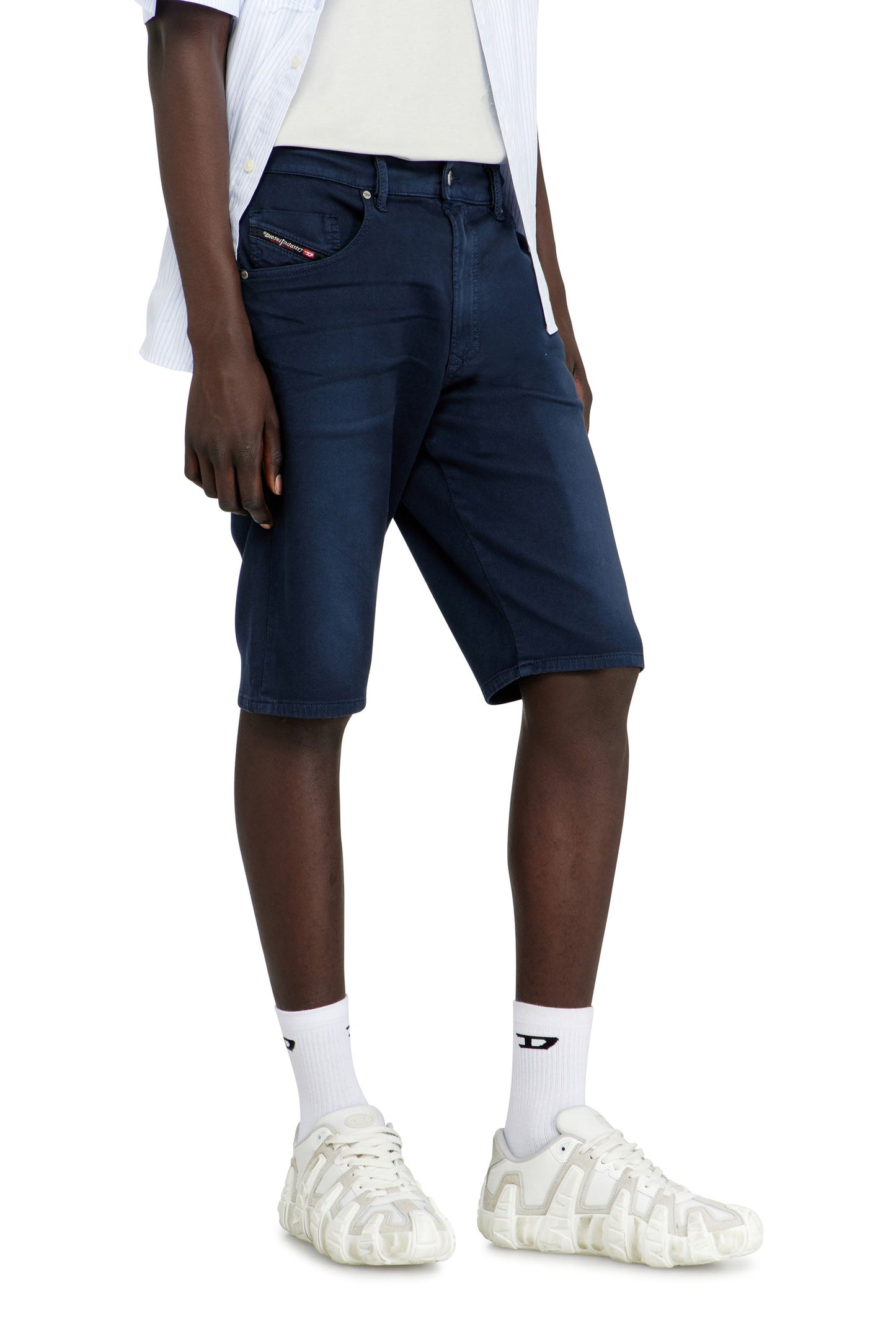 Slim shorts in coloured denim